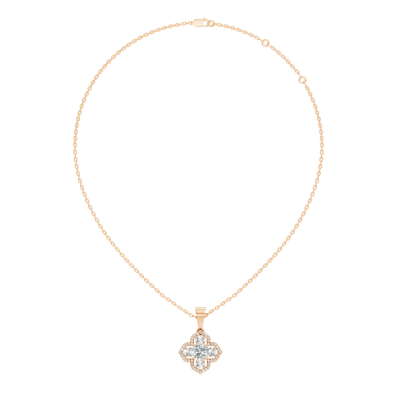 1.37 Ct. Diamond Quatrefoil Halo Pendant Necklace (GJSPD-179)