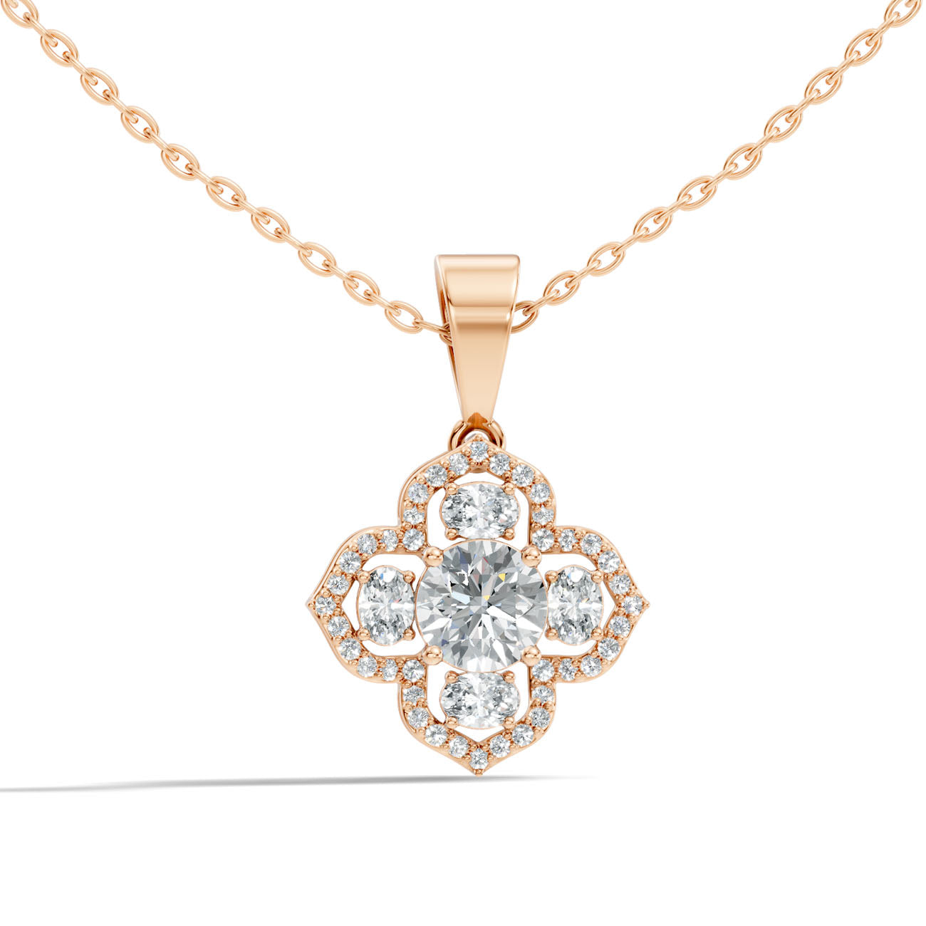 1.37 Ct. Diamond Quatrefoil Halo Pendant Necklace (GJSPD-179) 4