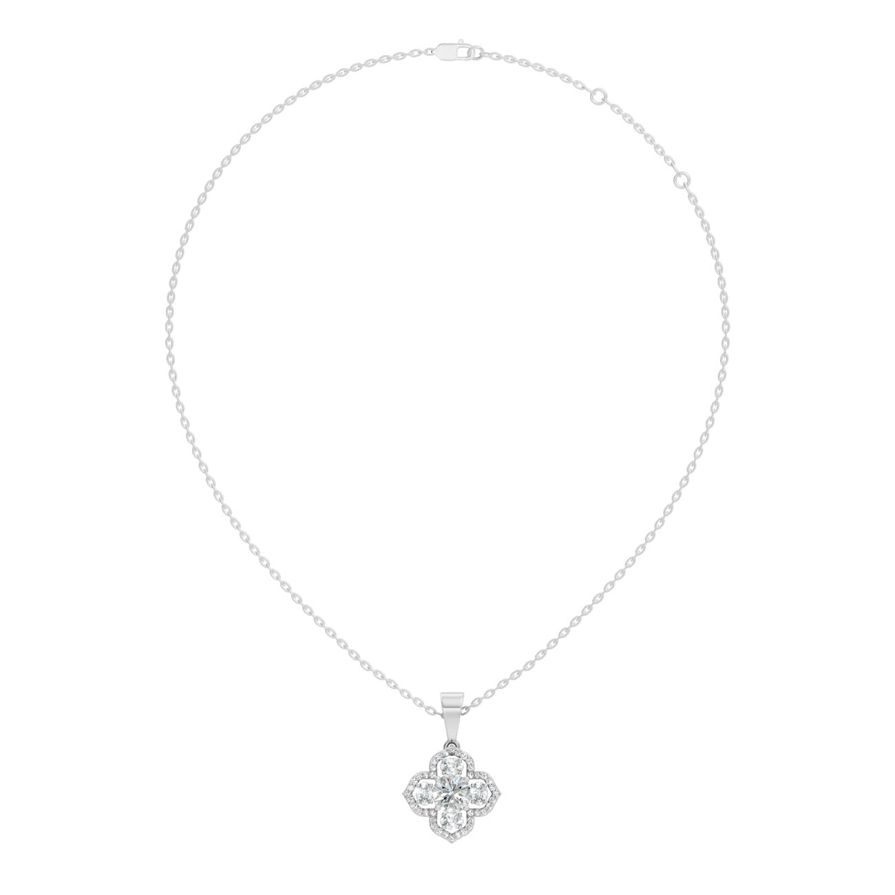 1.37 Ct. Diamond Quatrefoil Halo Pendant Necklace (GJSPD-179) 5