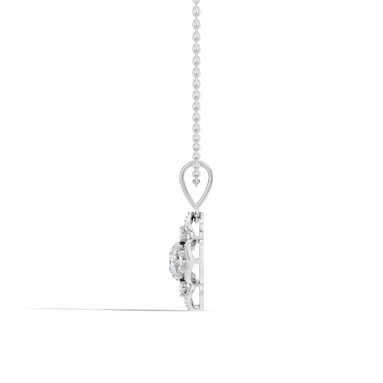 1.37 Ct. Diamond Quatrefoil Halo Pendant Necklace (GJSPD-179) 6