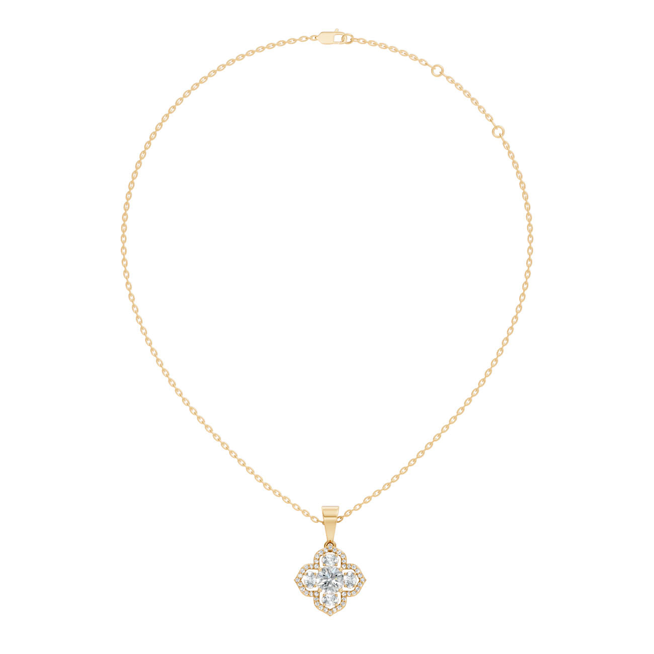 1.37 Ct. Diamond Quatrefoil Halo Pendant Necklace (GJSPD-179) 7