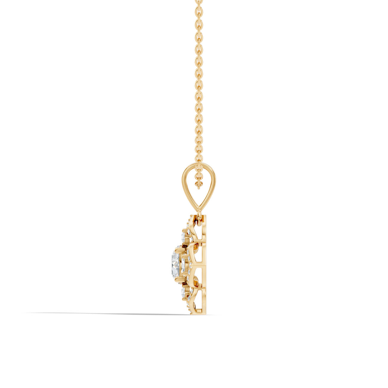 1.37 Ct. Diamond Quatrefoil Halo Pendant Necklace (GJSPD-179) 9