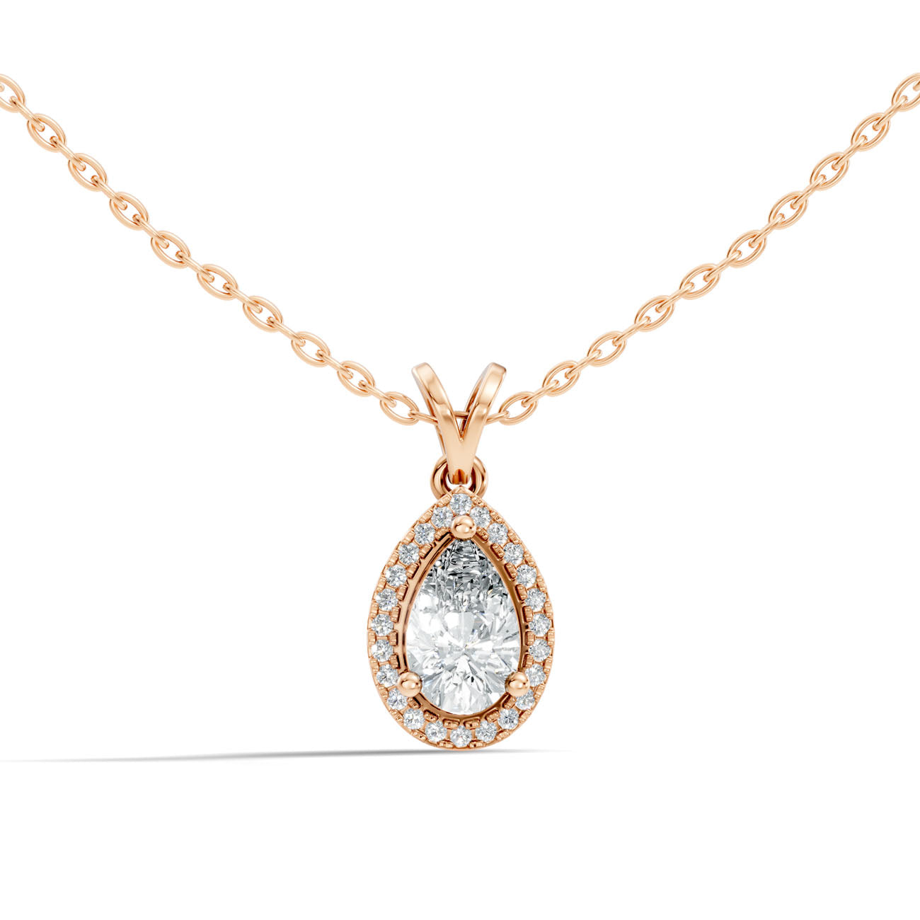 .80 Ct. Pear Diamond Halo Pendant Necklace (GJSPD-183) 8