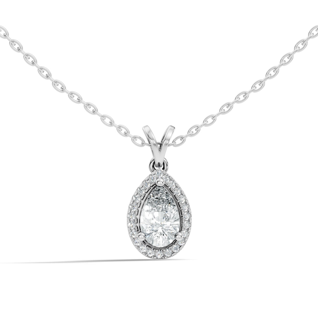 .80 Ct. Pear Diamond Halo Pendant Necklace (GJSPD-183)