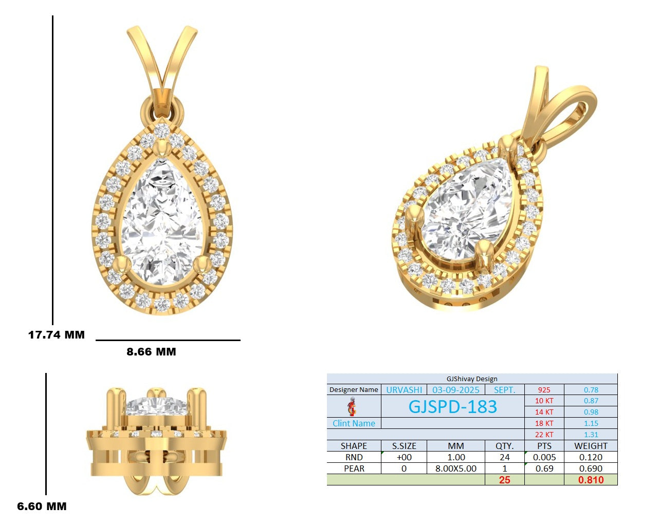 .80 Ct. Pear Diamond Halo Pendant Necklace (GJSPD-183) 10