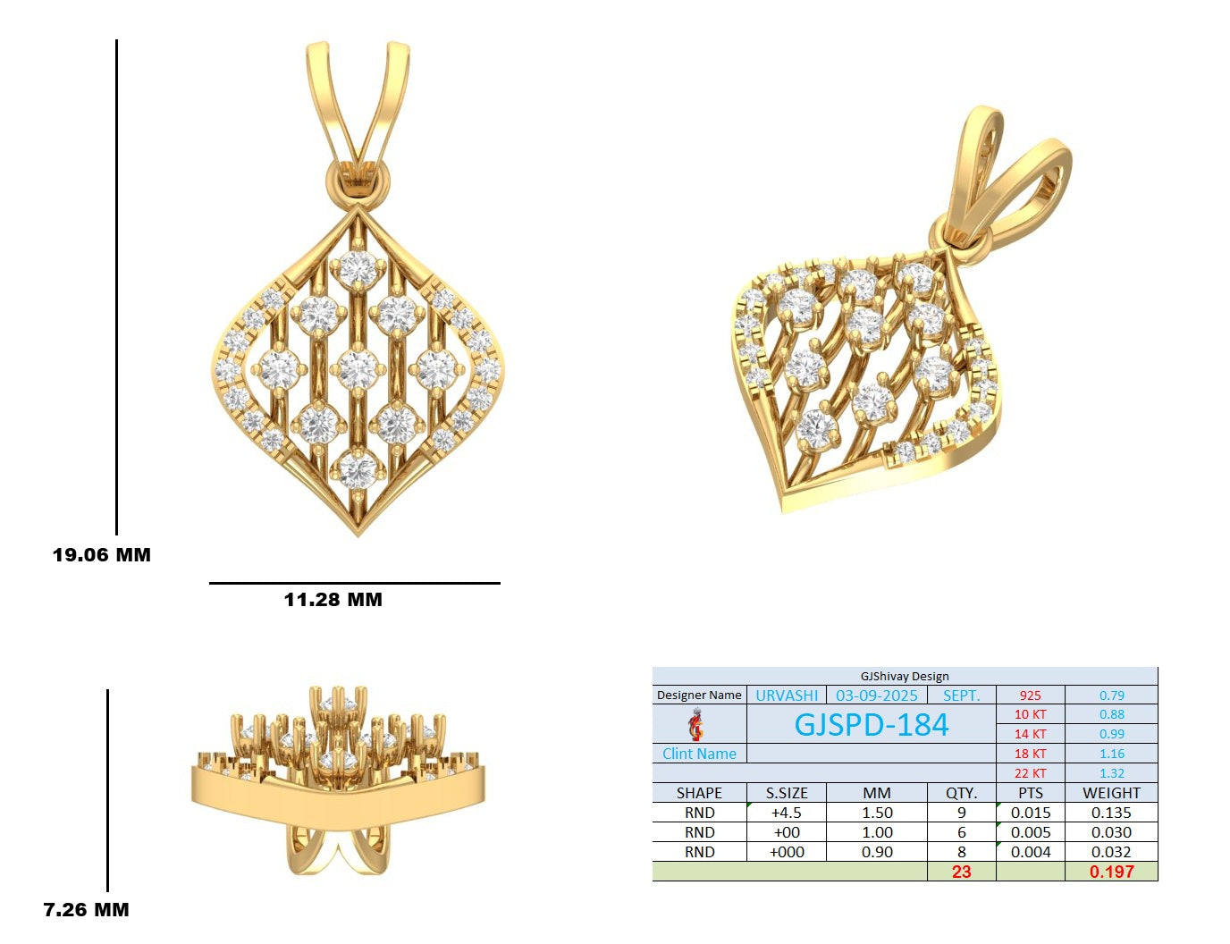.20 Ct. Diamond Lattice Drop Pendant Necklace (GJSPD-184) 10