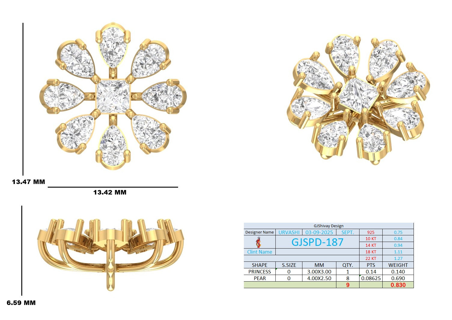 .83 Ct. Diamond Lattice Drop Pendant Necklace (GJSPD-187) 10
