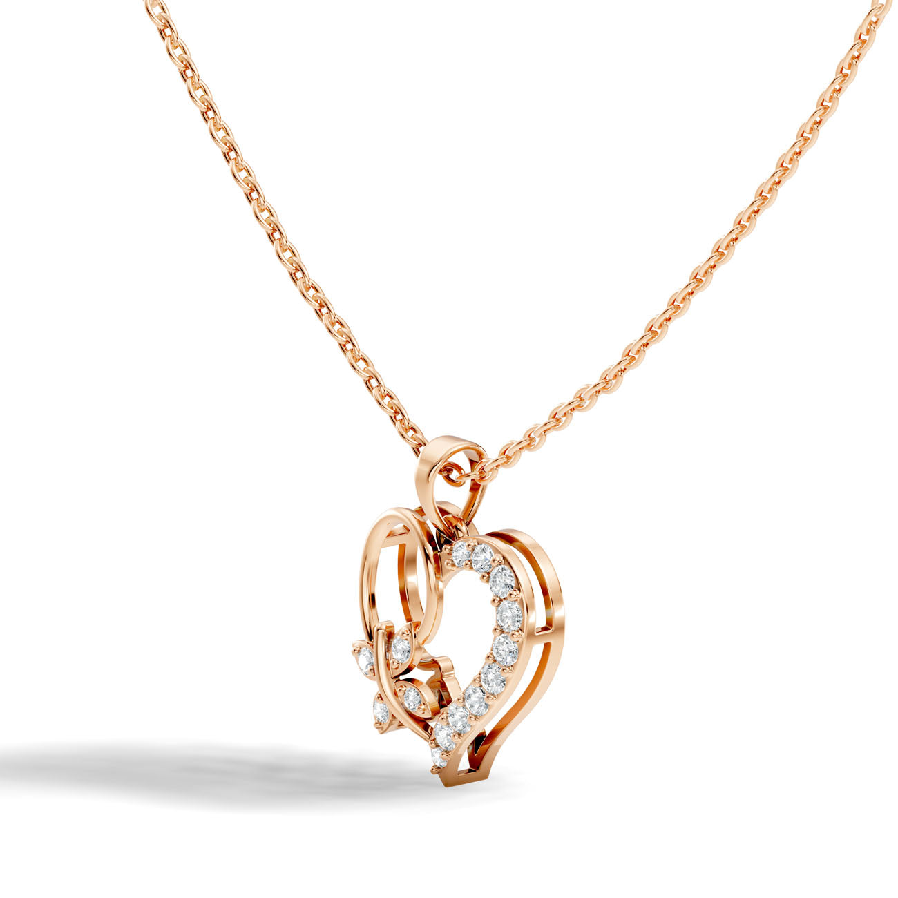 .22 Ct. Diamond Heart & Butterfly Pendant Necklace (GJSPD-189)