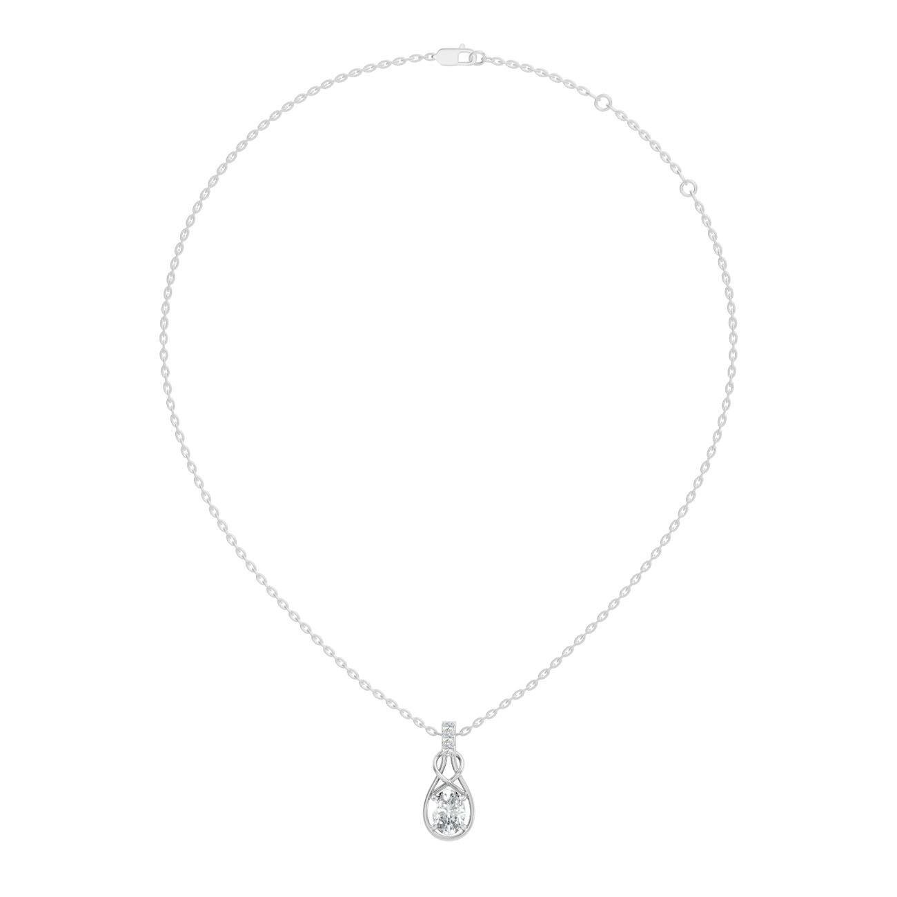 .70 Ct. Oval Diamond Drop Pendant Necklace with Pavé Bail (GJSPD-18)