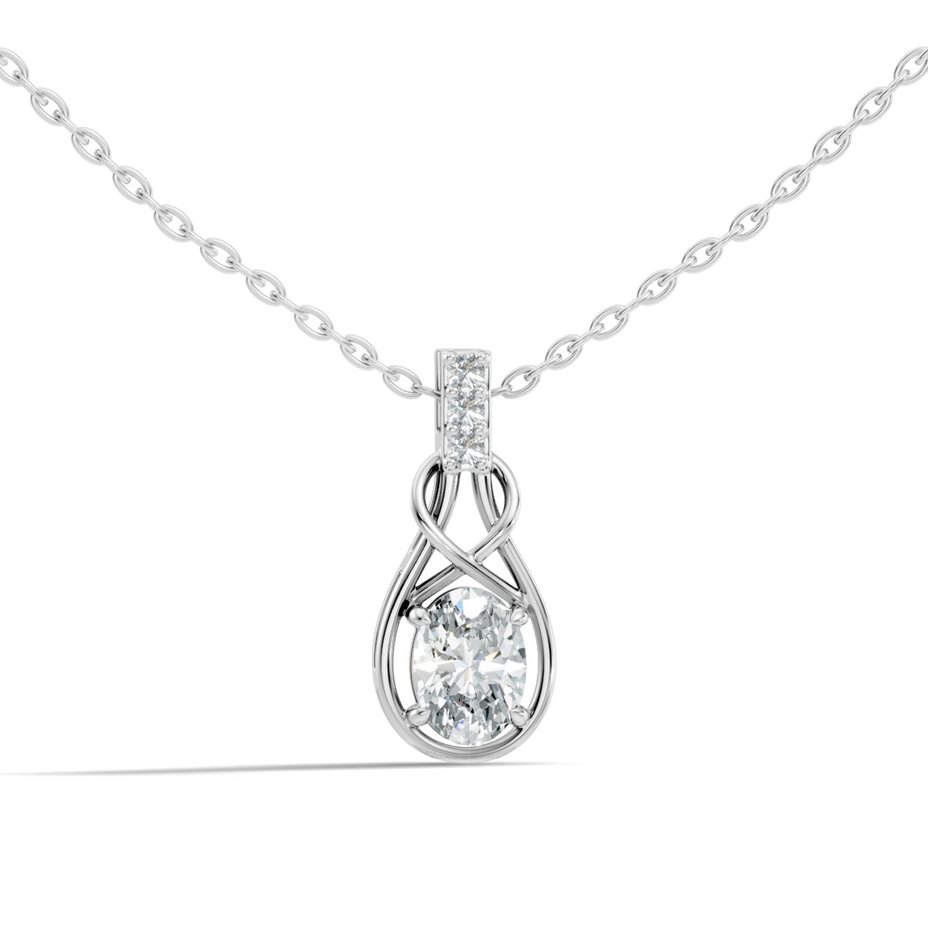.70 Ct. Oval Diamond Drop Pendant Necklace with Pavé Bail (GJSPD-18)