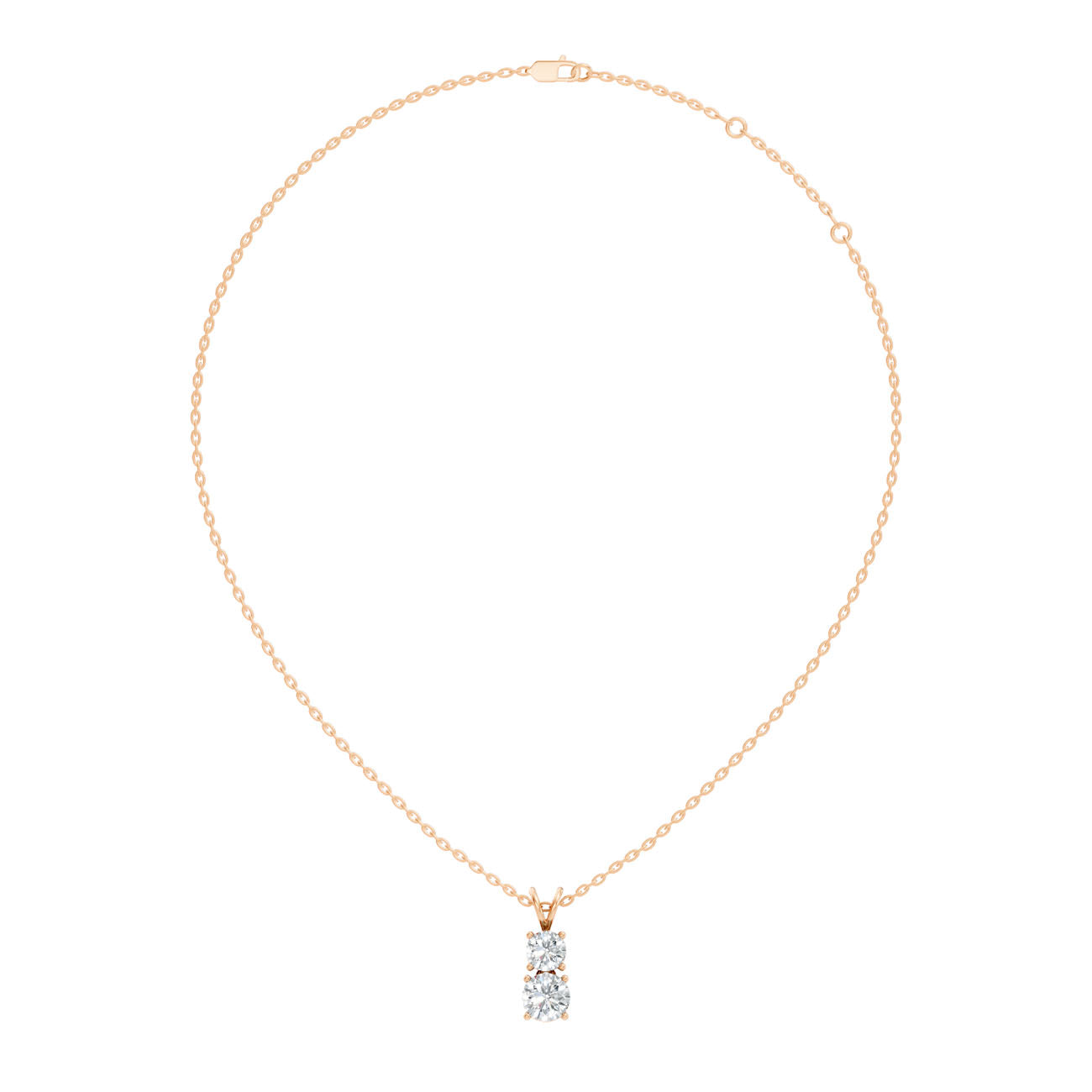 1.35 Ct. Two-Stone Round Diamond Drop Pendant Necklace (GJSPD-19)