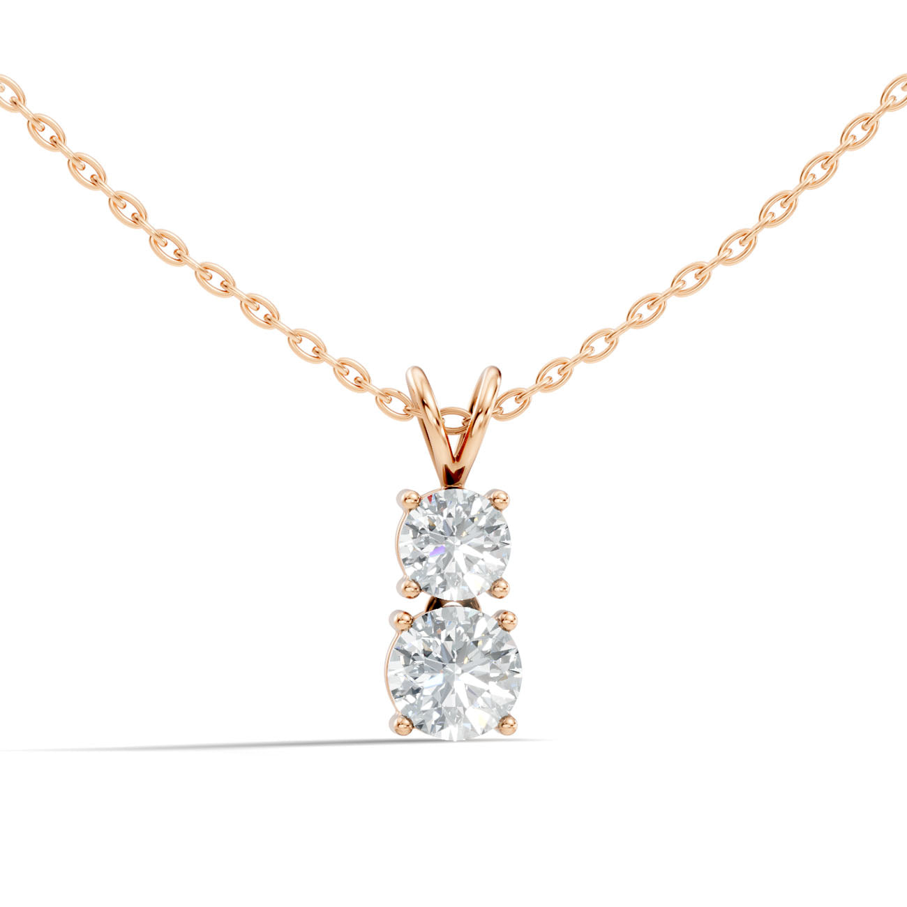 1.35 Ct. Two-Stone Round Diamond Drop Pendant Necklace (GJSPD-19) 3