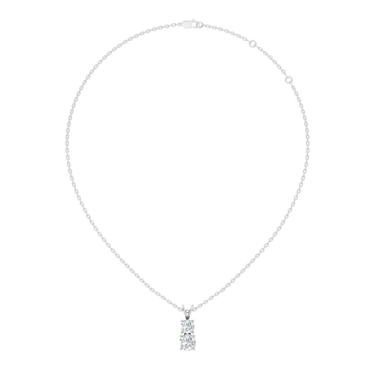 1.35 Ct. Two-Stone Round Diamond Drop Pendant Necklace (GJSPD-19) 5