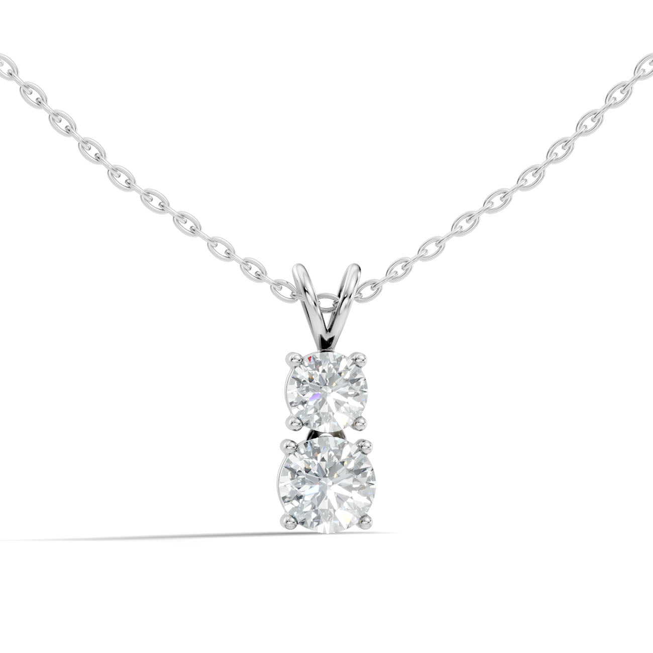 1.35 Ct. Two-Stone Round Diamond Drop Pendant Necklace (GJSPD-19)