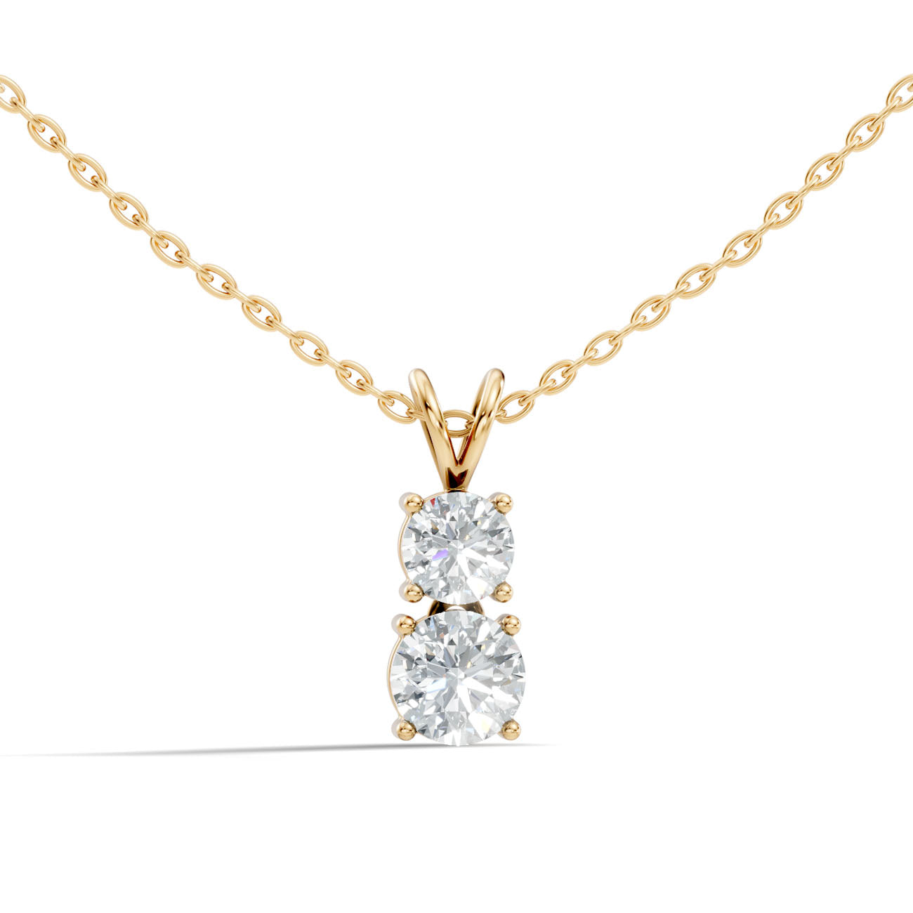1.35 Ct. Two-Stone Round Diamond Drop Pendant Necklace (GJSPD-19) 8