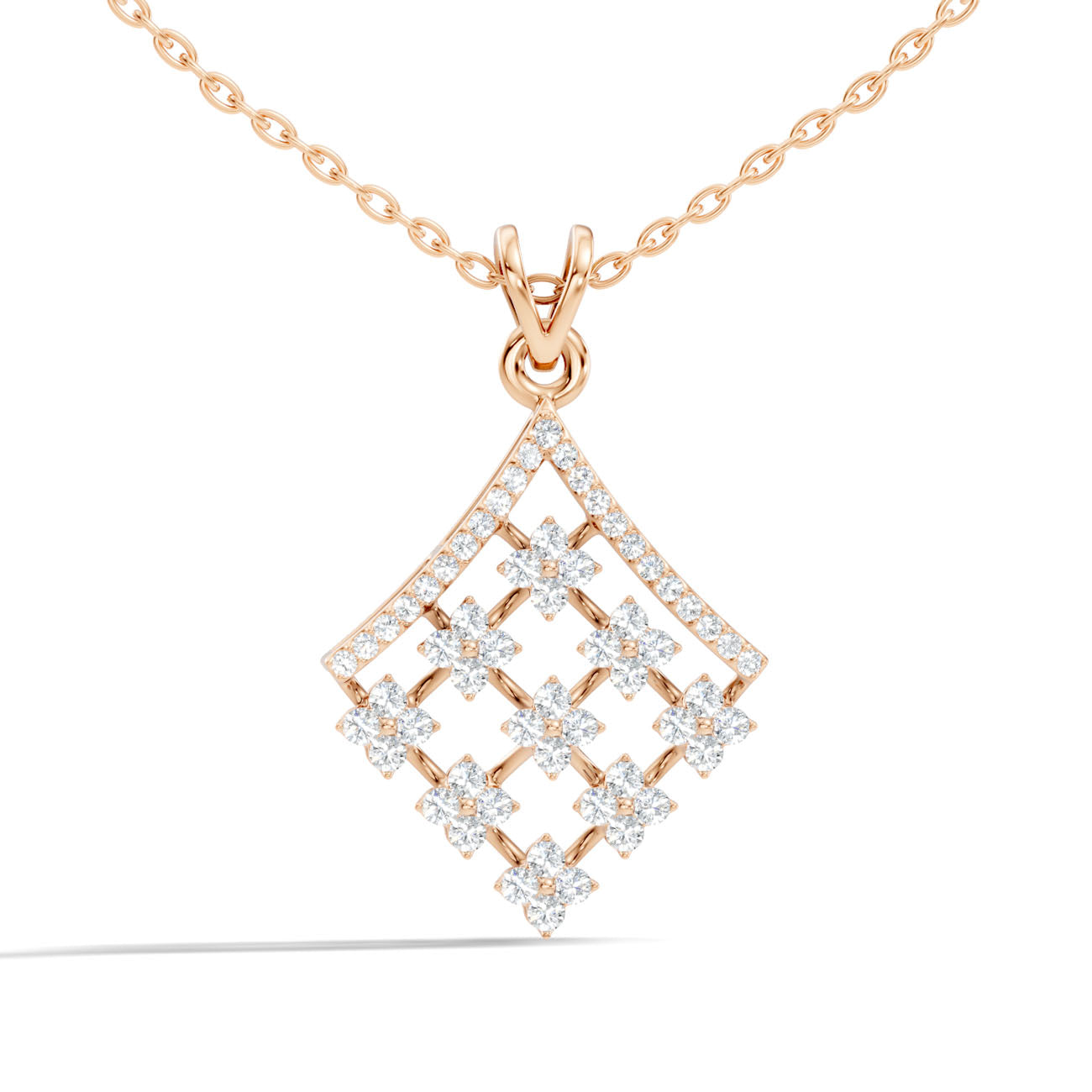 .55 Ct. Round Diamond Lattice Drop Pendant Necklace (GJSPD-23) 4