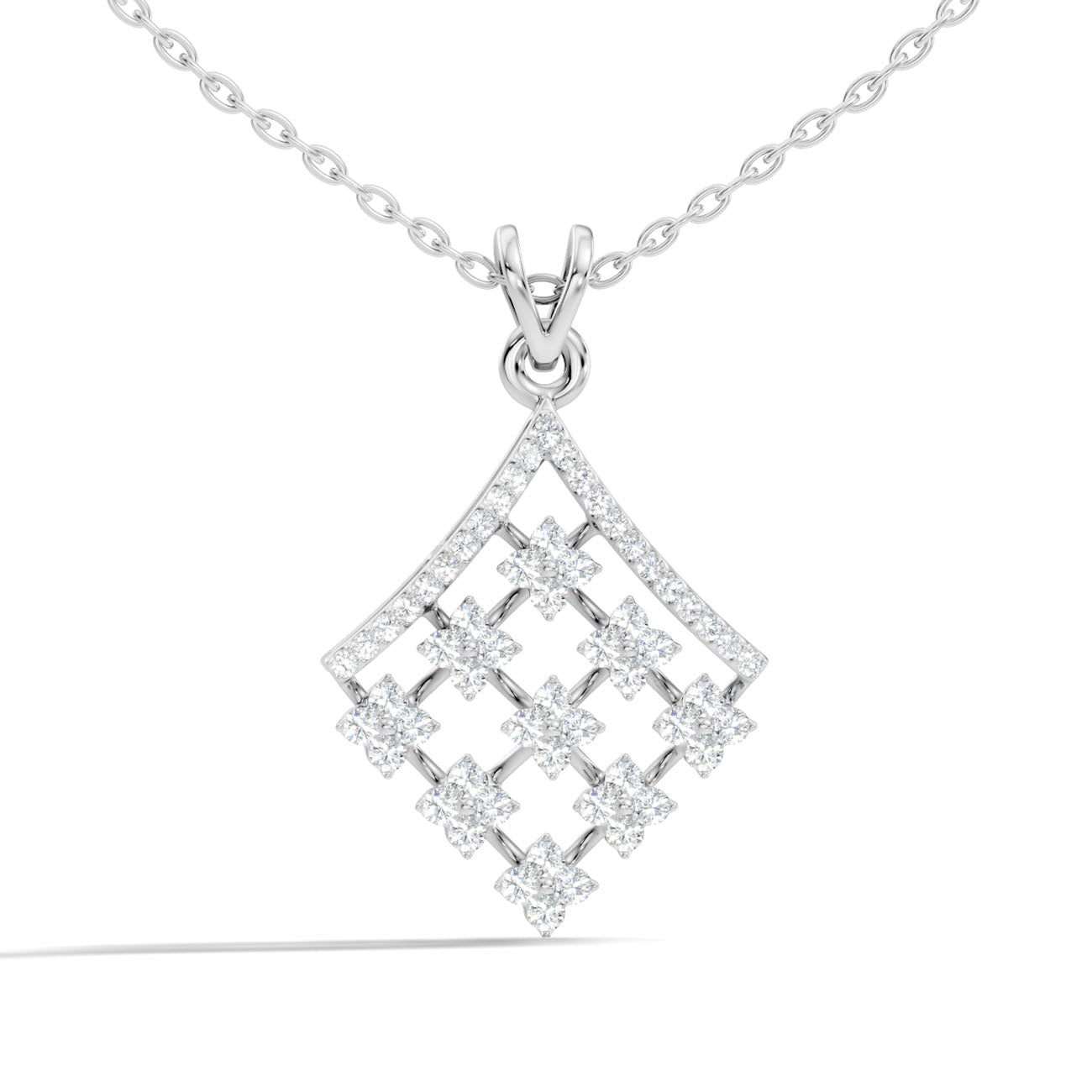 .55 Ct. Round Diamond Lattice Drop Pendant Necklace (GJSPD-23)