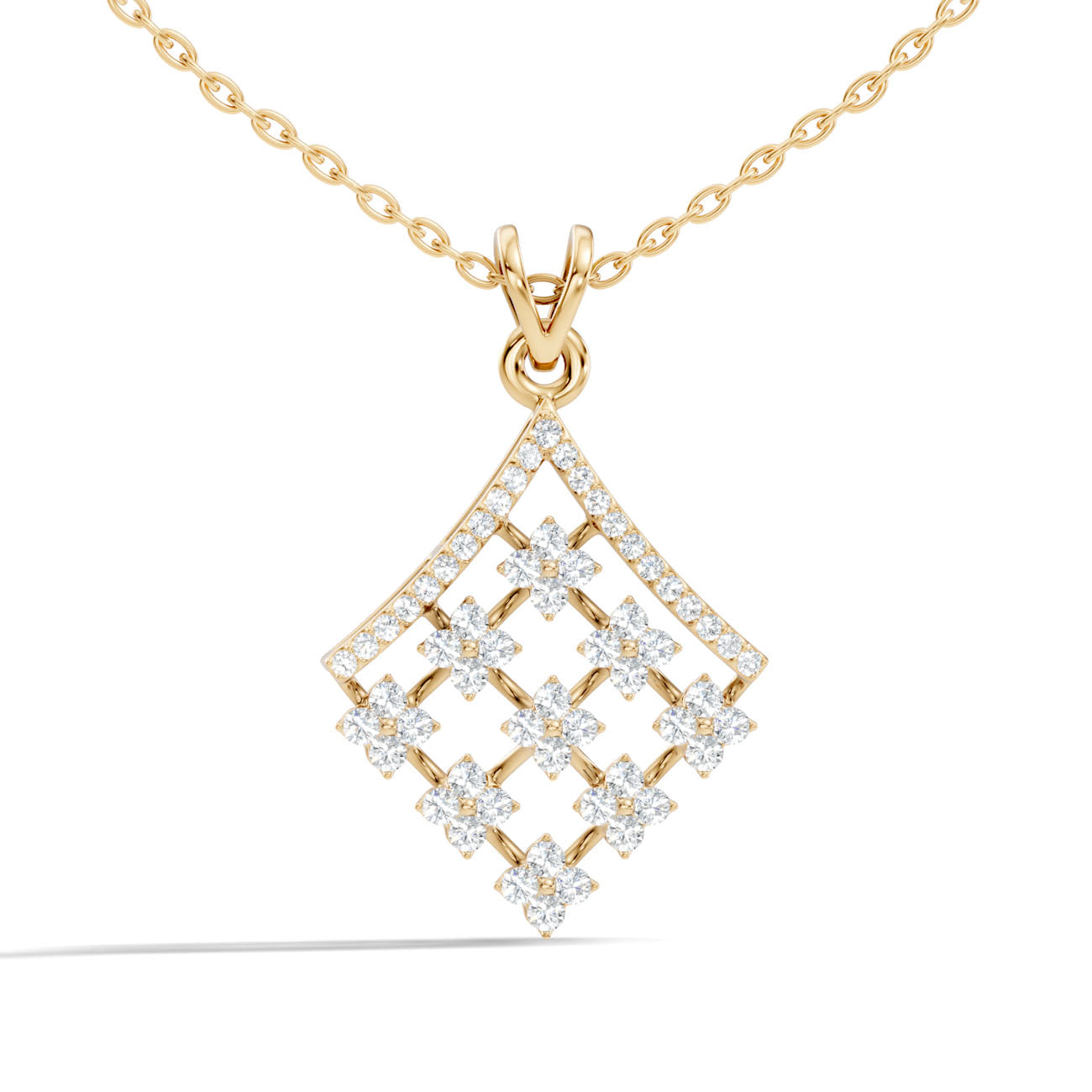 .55 Ct. Round Diamond Lattice Drop Pendant Necklace (GJSPD-23) 8