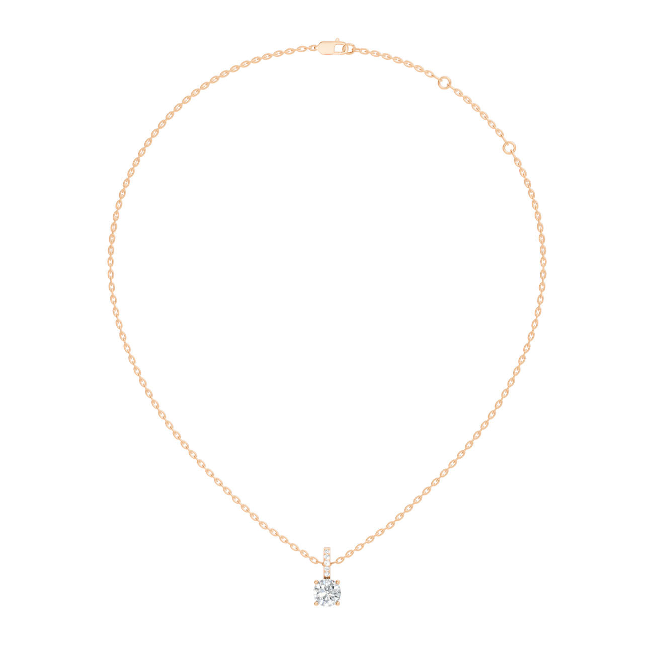 .85 Ct. Round Diamond Solitaire Pendant Necklace with Pavé Bail (GJSPD-24)