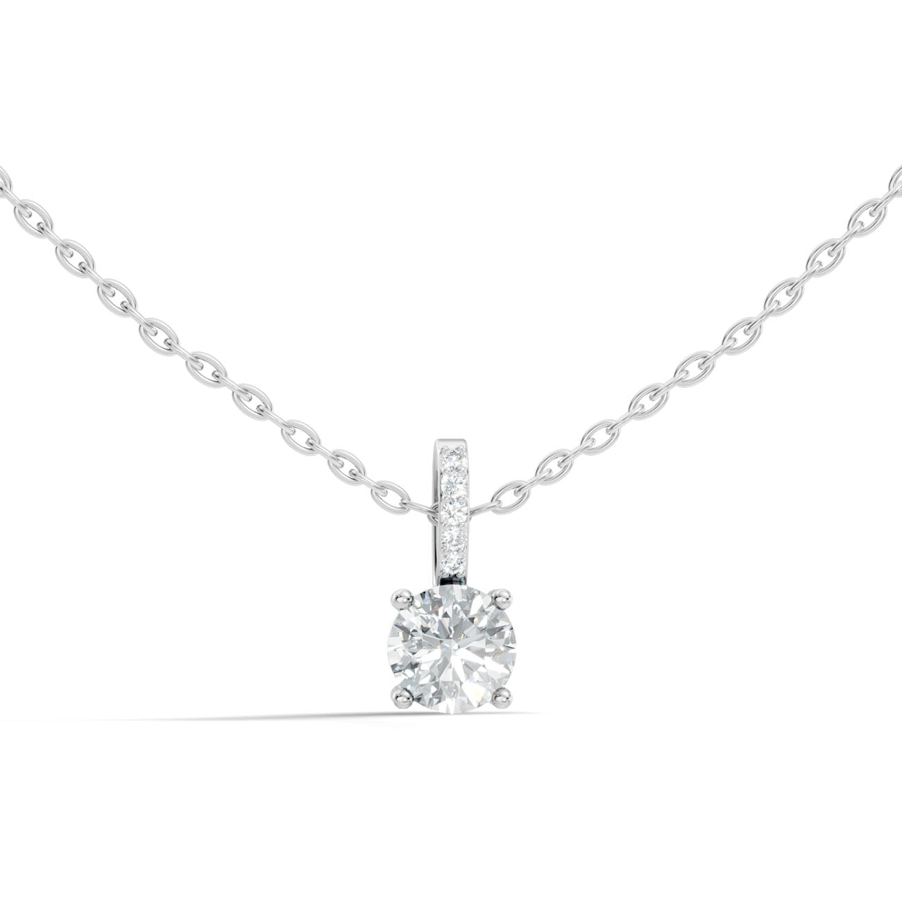 .85 Ct. Round Diamond Solitaire Pendant Necklace with Pavé Bail (GJSPD-24)