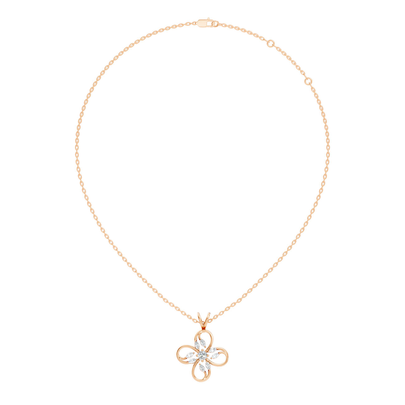 .30 Ct. Round and Marquise Diamond Floral Pendant Necklace (GJSPD-31)