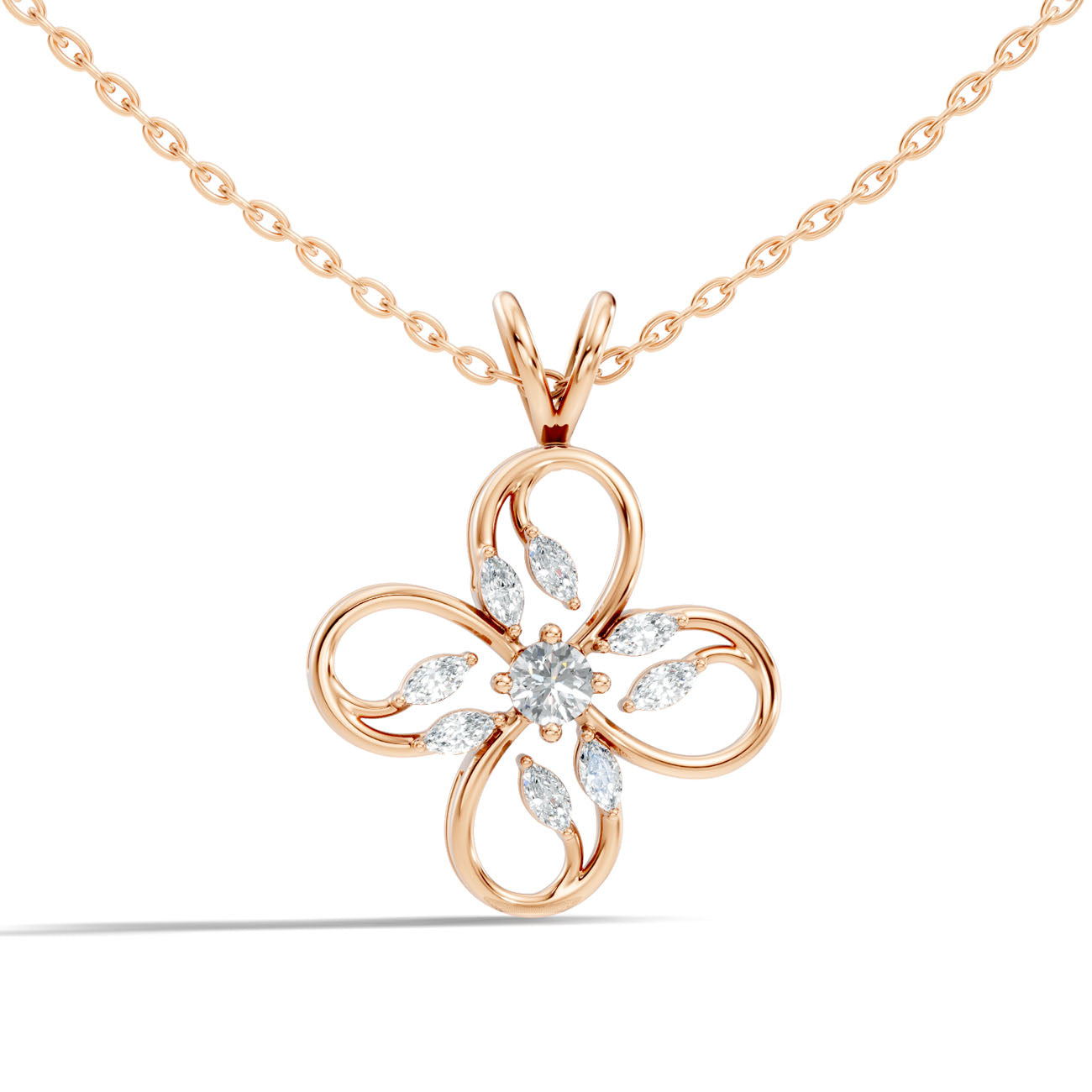 .30 Ct. Round and Marquise Diamond Floral Pendant Necklace (GJSPD-31) 4