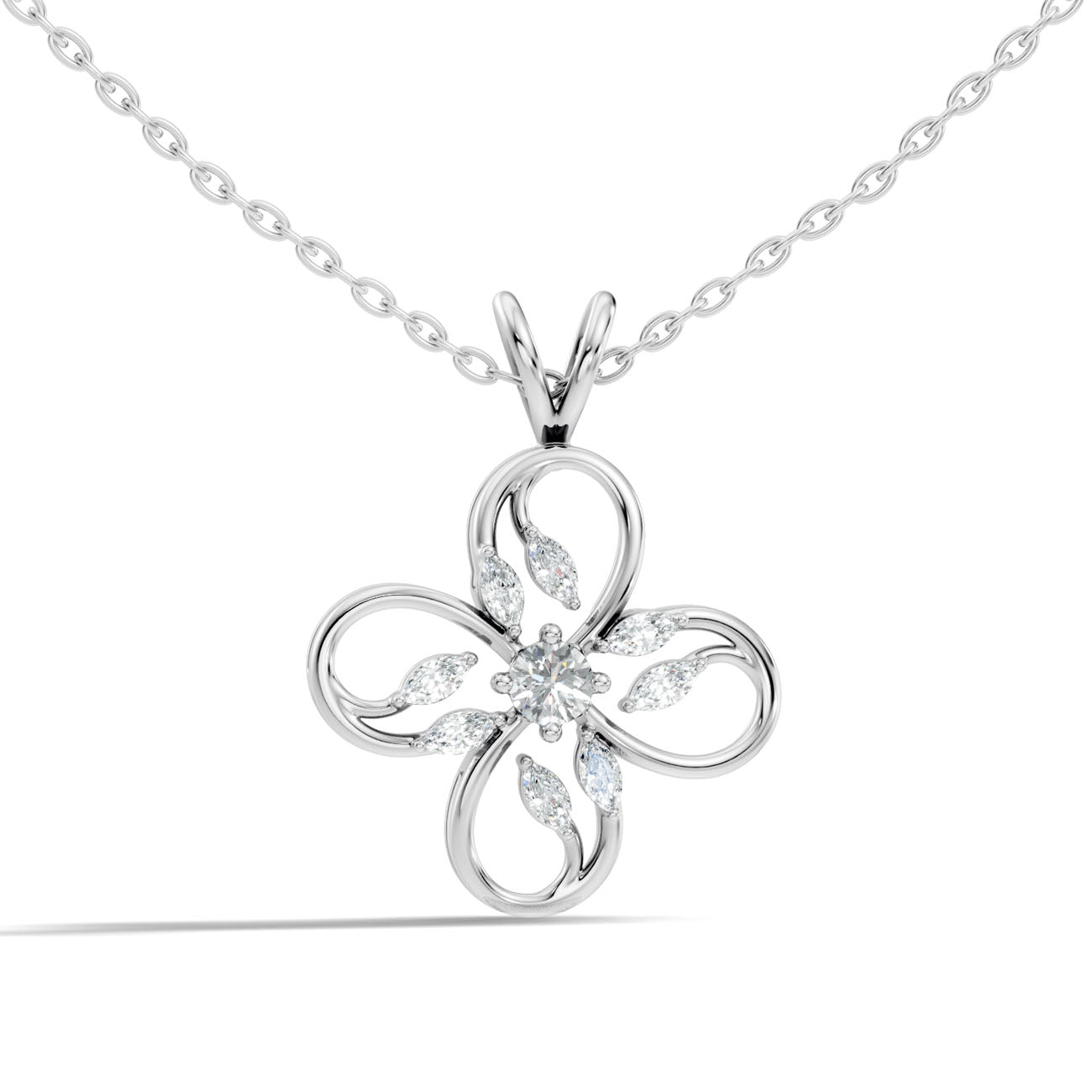 .30 Ct. Round and Marquise Diamond Floral Pendant Necklace (GJSPD-31)