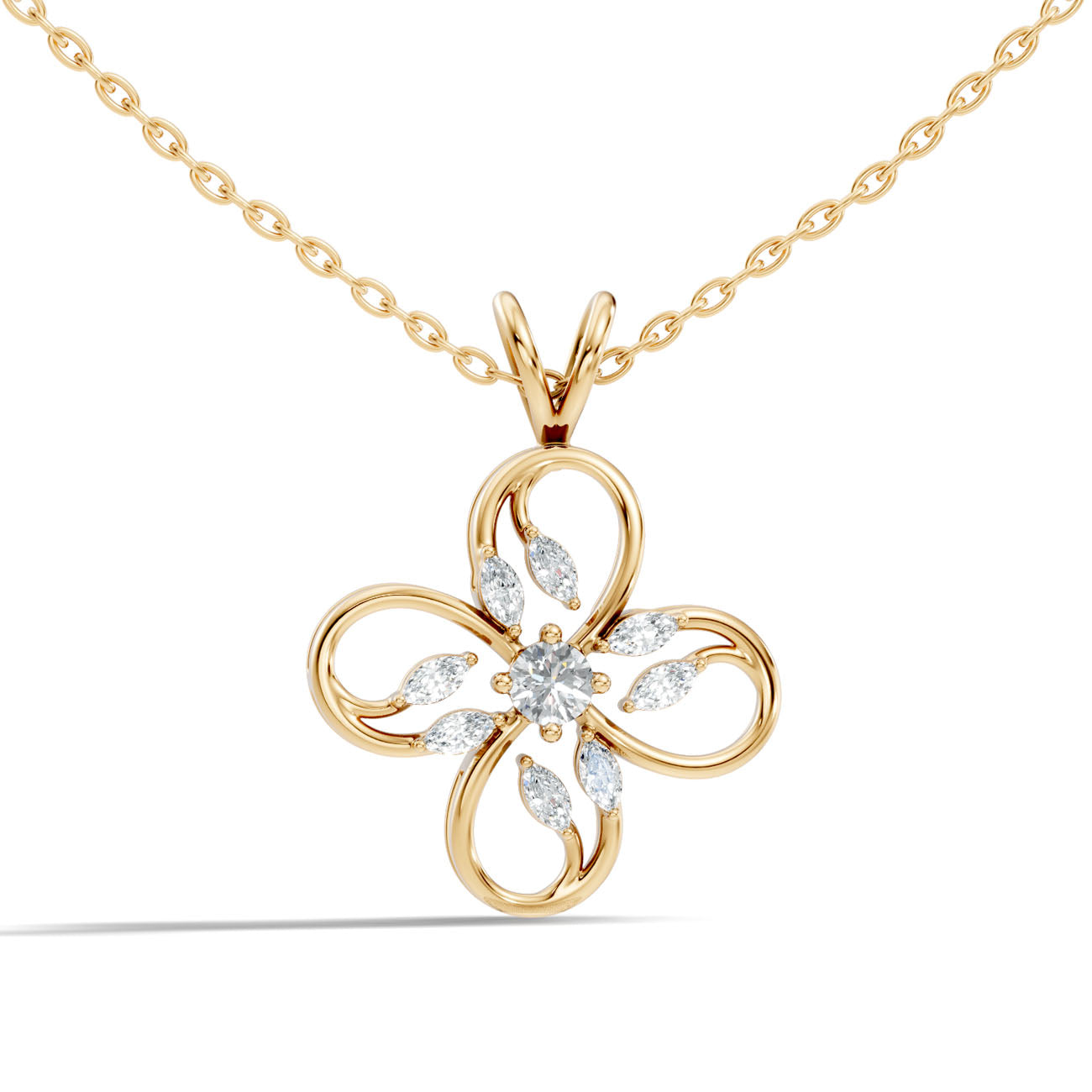 .30 Ct. Round and Marquise Diamond Floral Pendant Necklace (GJSPD-31) 8