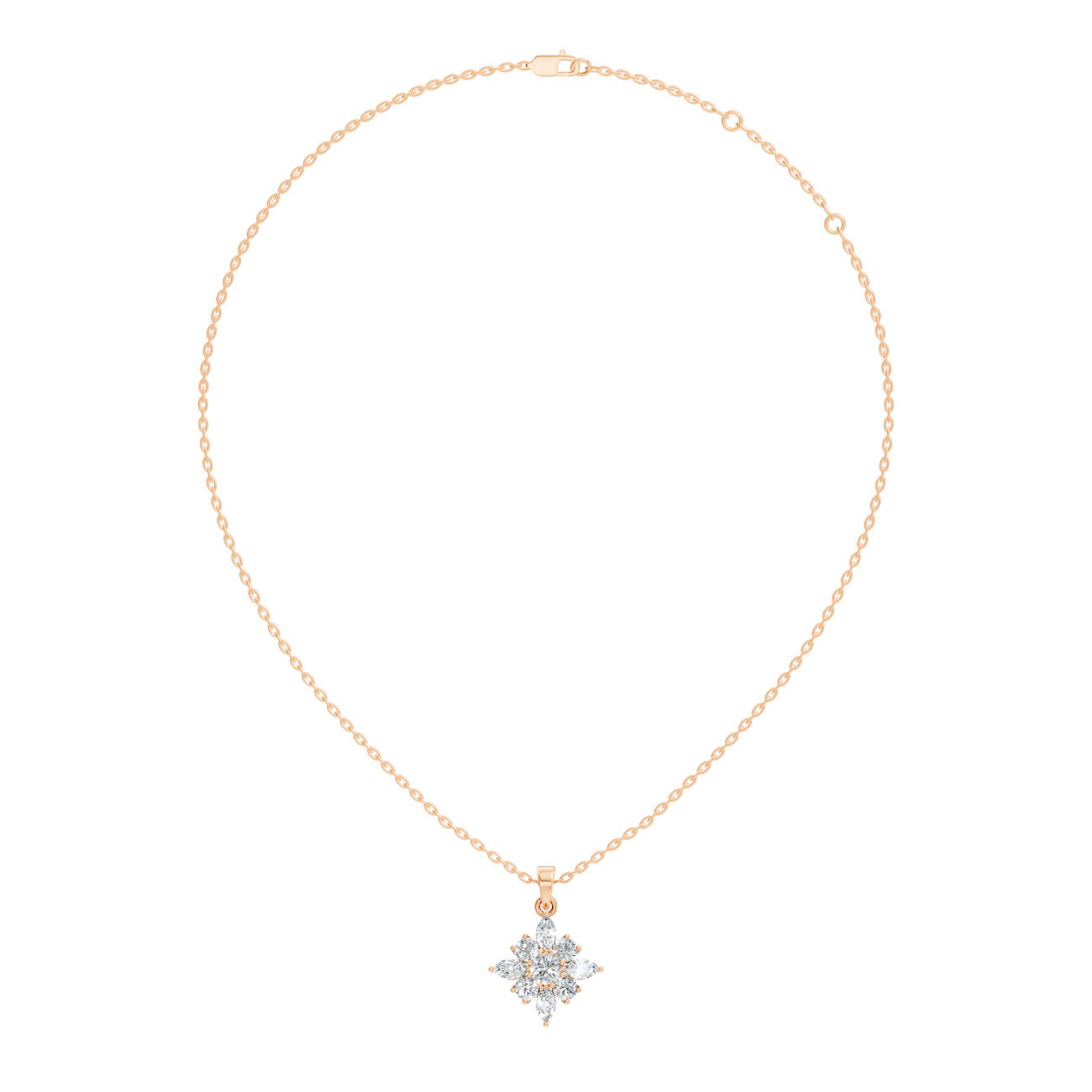 1.15 Ct. Round and Marquise Diamond Cluster Pendant Necklace (GJSPD-32)