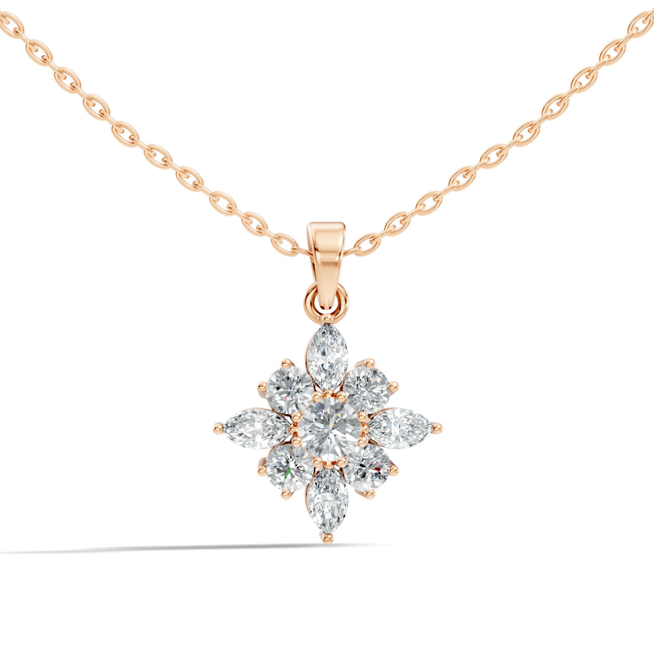 1.15 Ct. Round and Marquise Diamond Cluster Pendant Necklace (GJSPD-32) 4