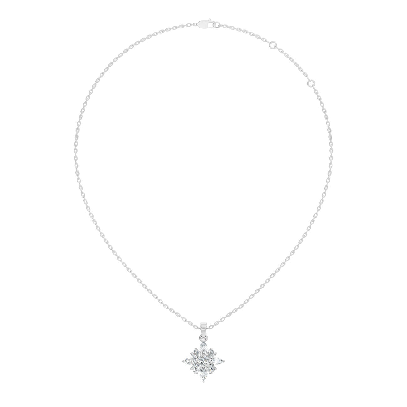 1.15 Ct. Round and Marquise Diamond Cluster Pendant Necklace (GJSPD-32) 5