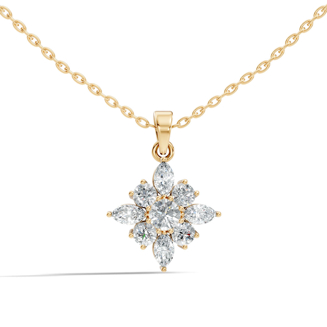 1.15 Ct. Round and Marquise Diamond Cluster Pendant Necklace (GJSPD-32) 8