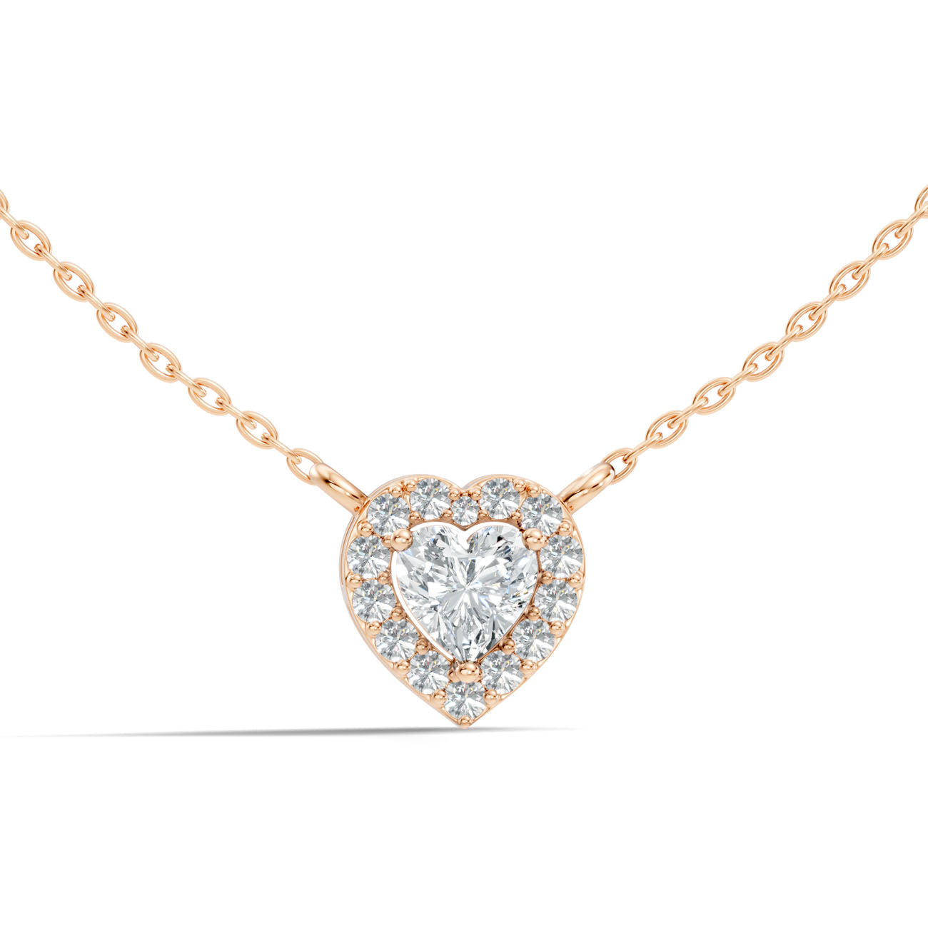 1.10 Ct. Heart Diamond Halo Pendant Necklace (GJSPD-37)
