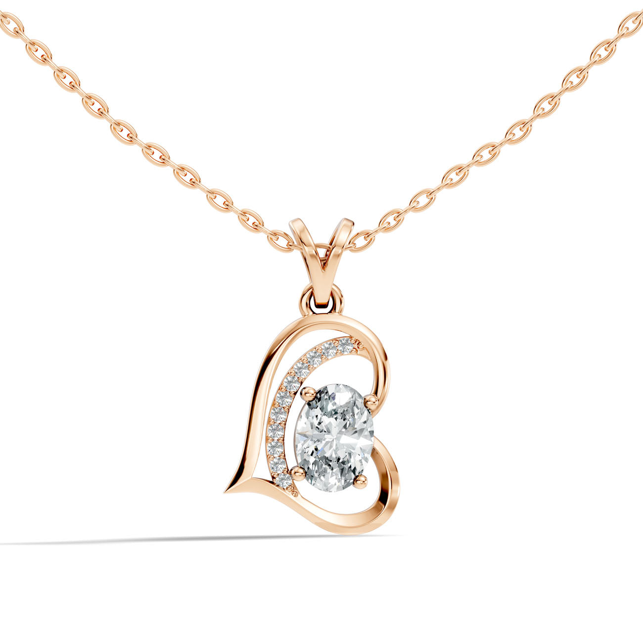 .70 Ct. Oval Diamond Heart-Inspired Pendant Necklace (GJSPD-38) 4