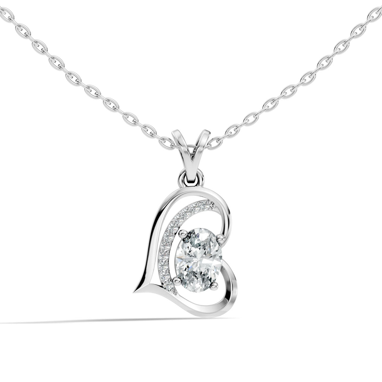 .70 Ct. Oval Diamond Heart-Inspired Pendant Necklace (GJSPD-38)