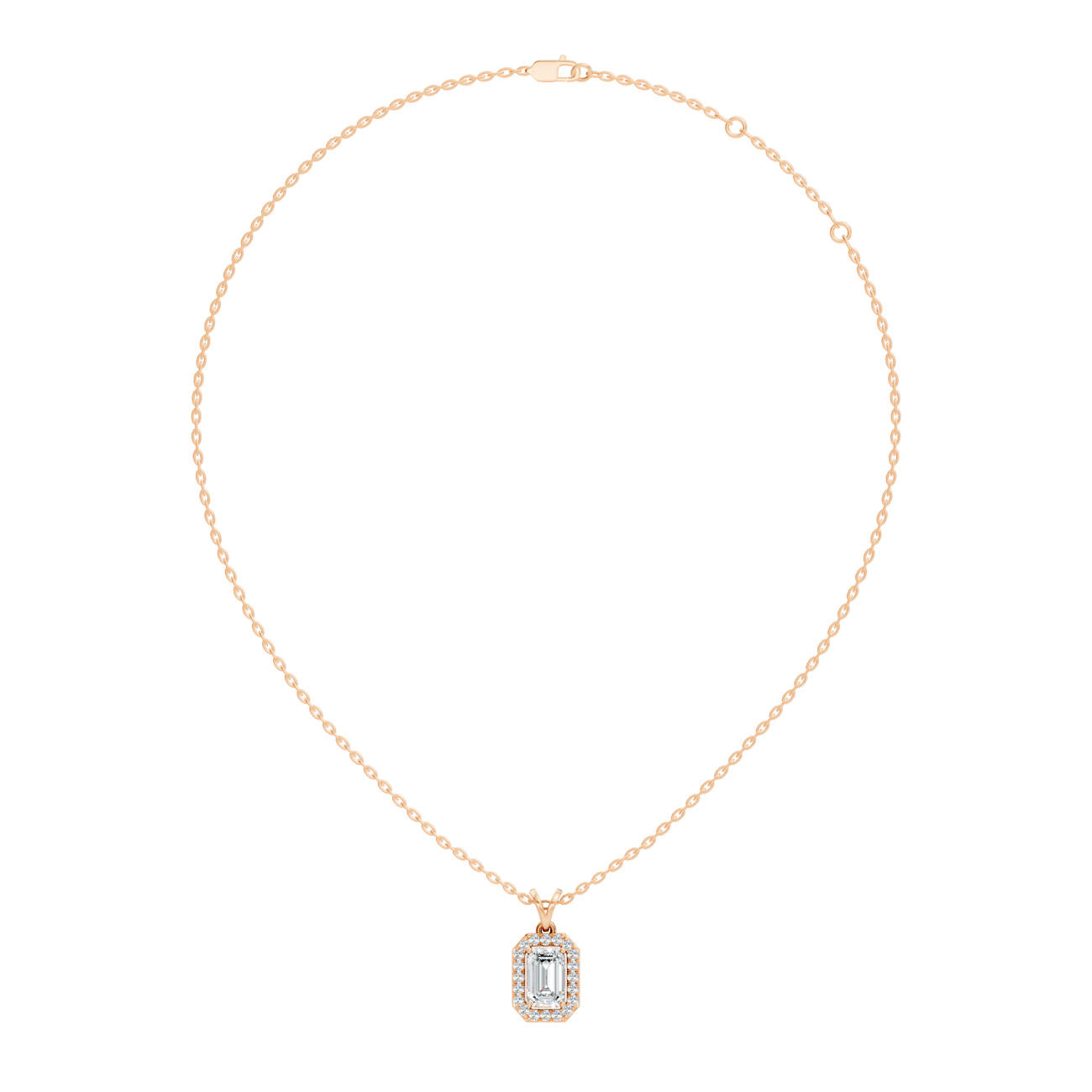 1.00 Ct. Emerald-Cut Diamond Halo Pendant Necklace (GJSPD-43)