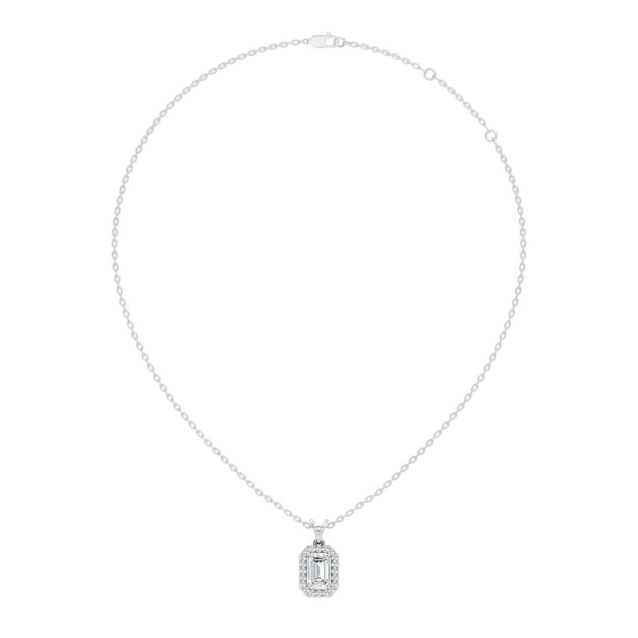 1.00 Ct. Emerald-Cut Diamond Halo Pendant Necklace (GJSPD-43) 6