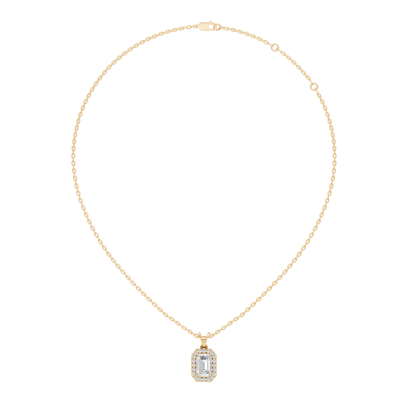 1.00 Ct. Emerald-Cut Diamond Halo Pendant Necklace (GJSPD-43) 7