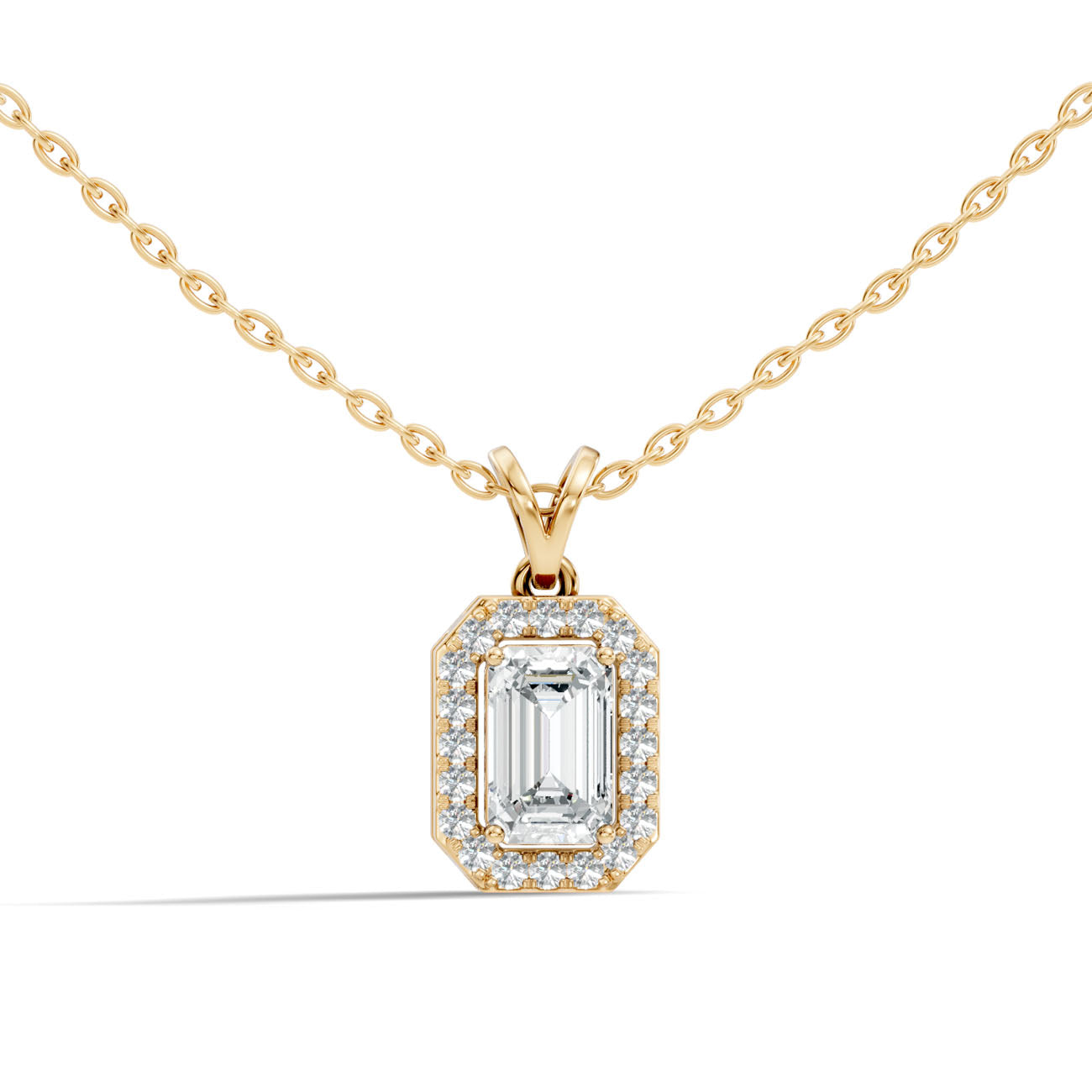 1.00 Ct. Emerald-Cut Diamond Halo Pendant Necklace (GJSPD-43) 8