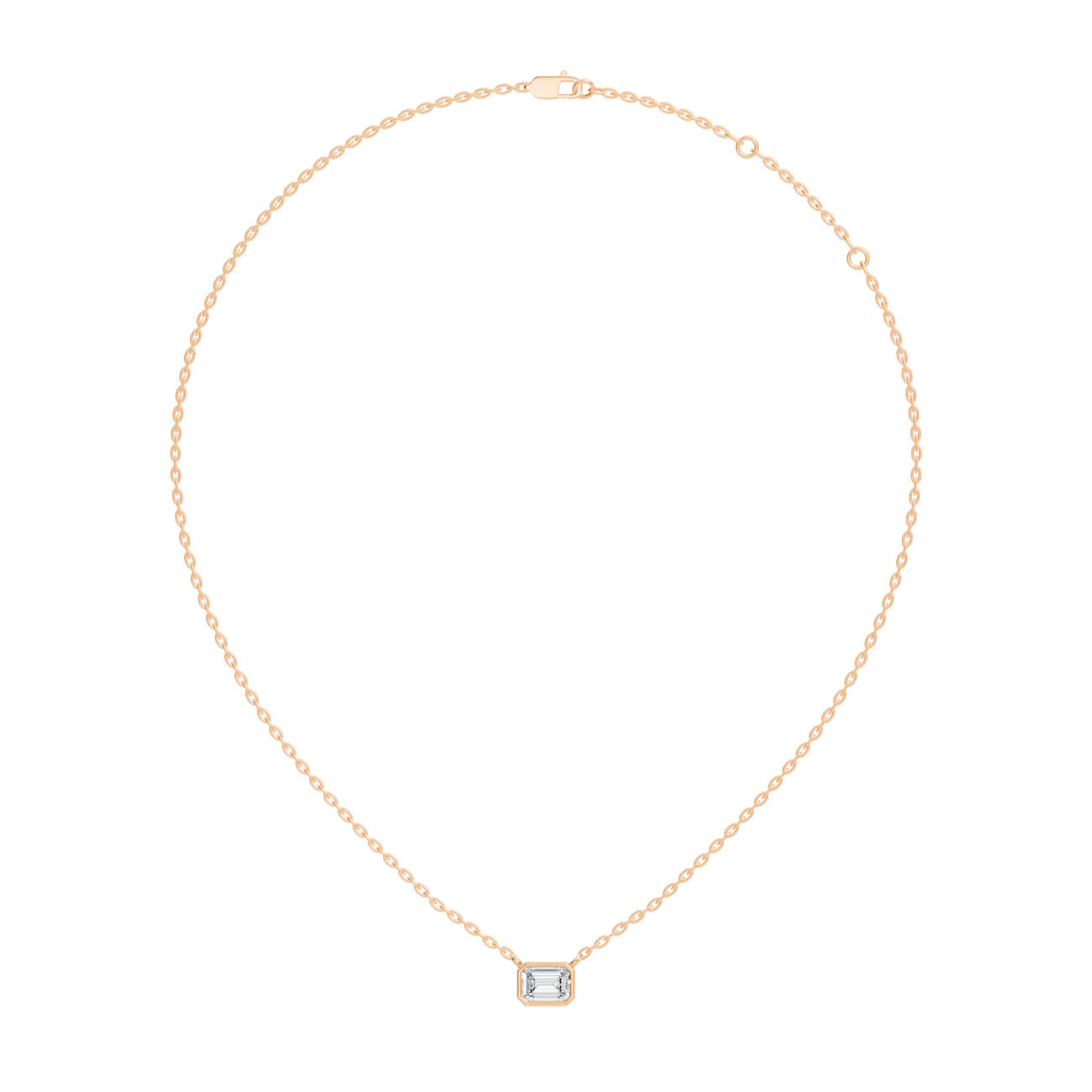.50 Ct. Emerald-Cut Diamond Solitaire Pendant Necklace in Bezel Setting (GJSPD-45)