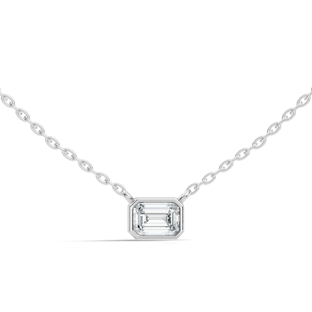 .50 Ct. Emerald-Cut Diamond Solitaire Pendant Necklace in Bezel Setting (GJSPD-45)