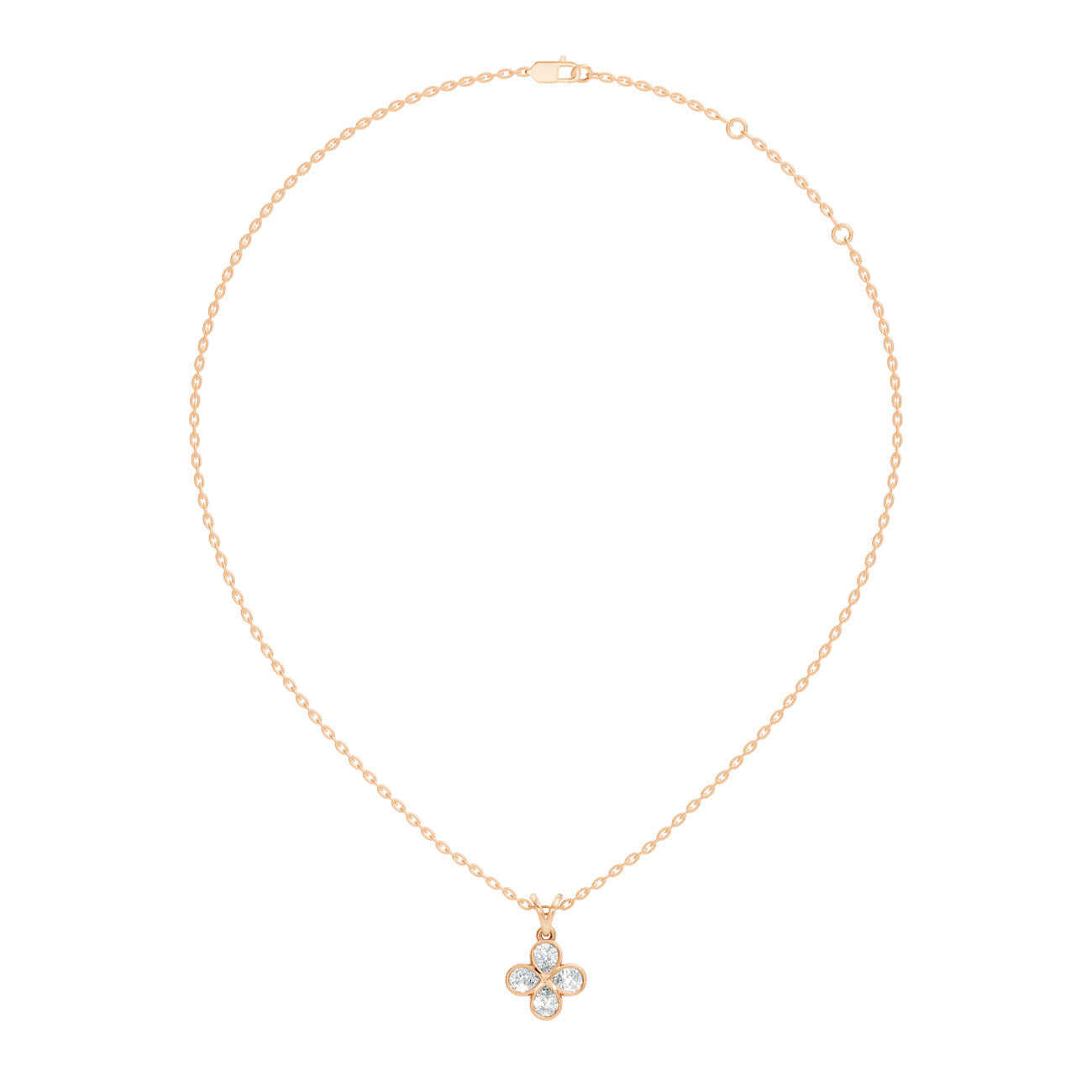 .50 Ct. Pear-Shaped Diamond Four-Petal Pendant Necklace in Bezel Setting (GJSPD-54)
