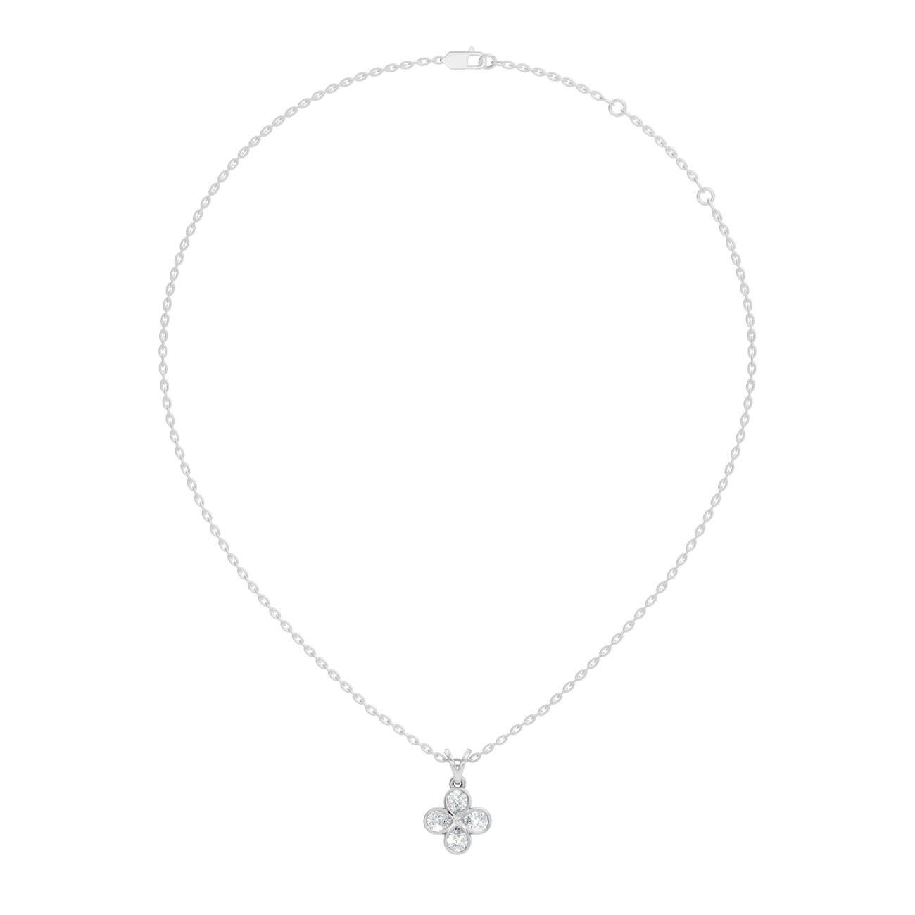 .50 Ct. Pear-Shaped Diamond Four-Petal Pendant Necklace in Bezel Setting (GJSPD-54) 5