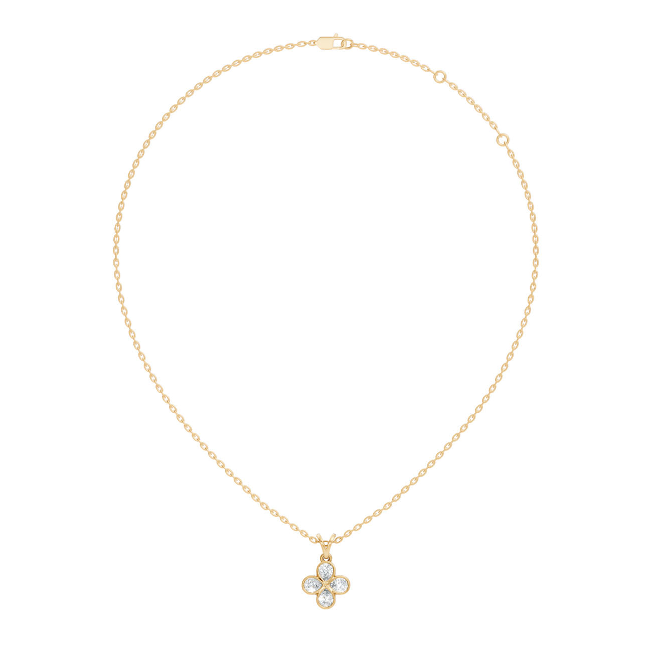 .50 Ct. Pear-Shaped Diamond Four-Petal Pendant Necklace in Bezel Setting (GJSPD-54) 7