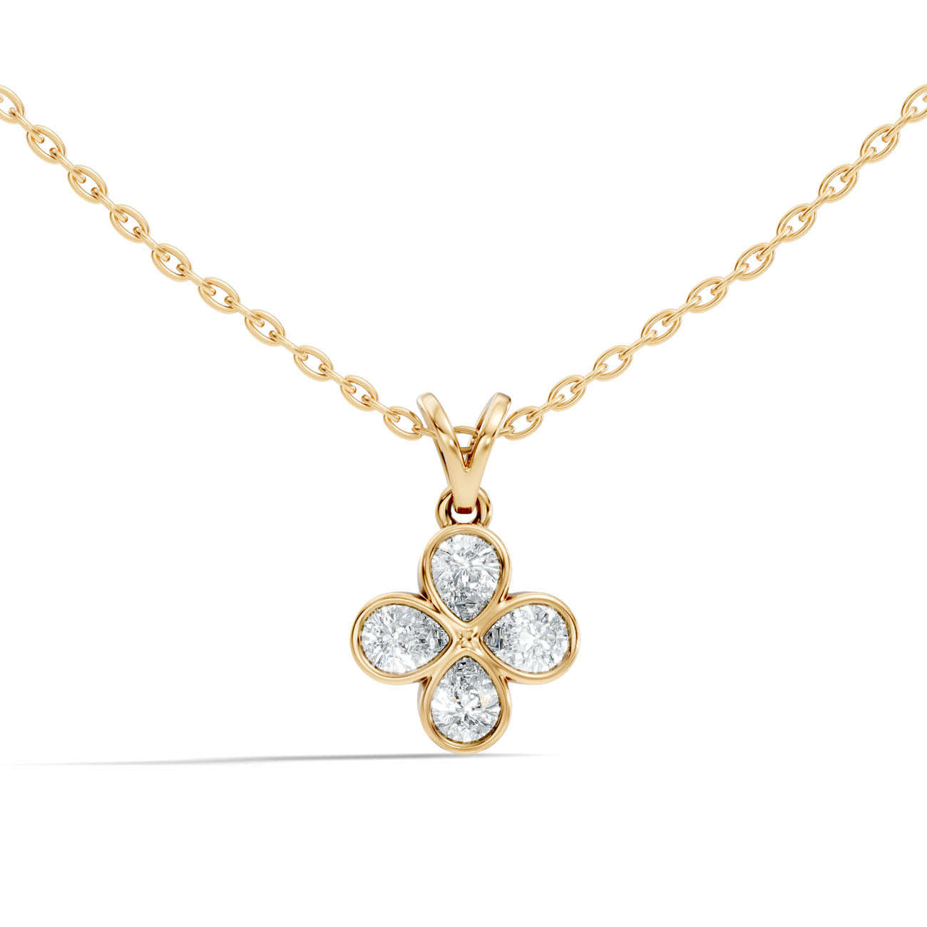 .50 Ct. Pear-Shaped Diamond Four-Petal Pendant Necklace in Bezel Setting (GJSPD-54) 8