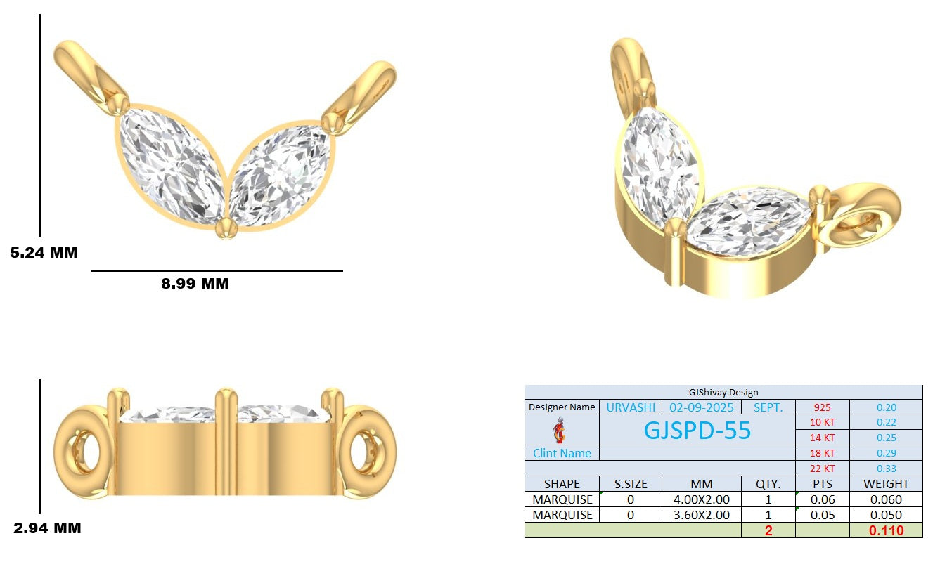 .11 Ct. Twin Marquise Diamond Minimalist Pendant Necklace (GJSPD-55) 10