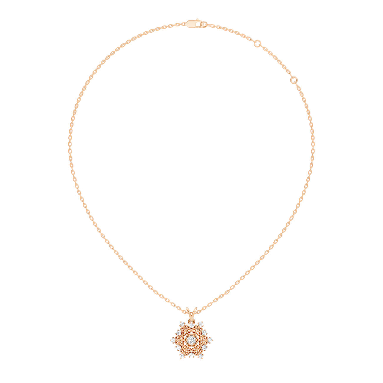 .32 Ct. Vintage-Inspired Round Diamond Filigree Halo Pendant Necklace (GJSPD-57)