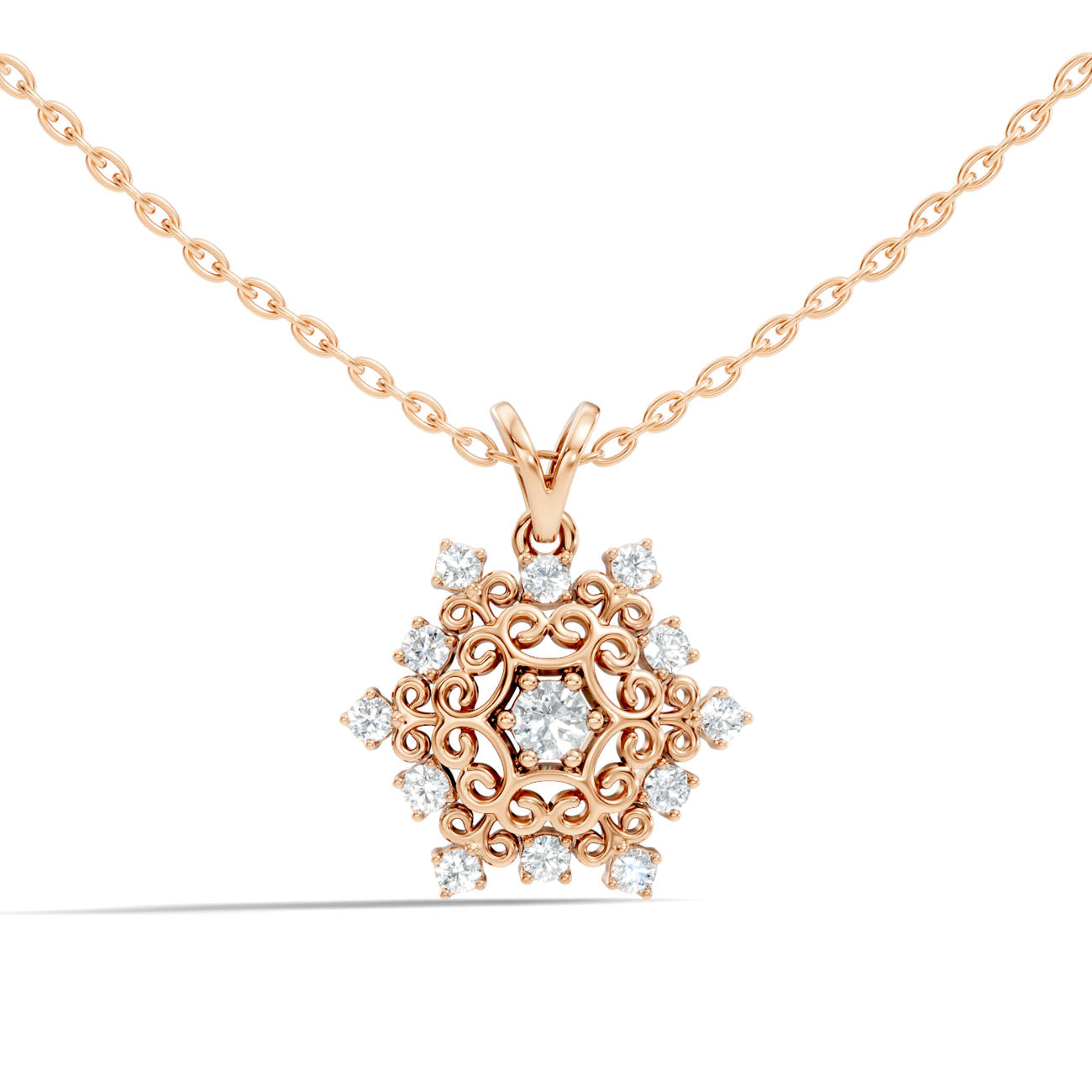 .32 Ct. Vintage-Inspired Round Diamond Filigree Halo Pendant Necklace (GJSPD-57) 4