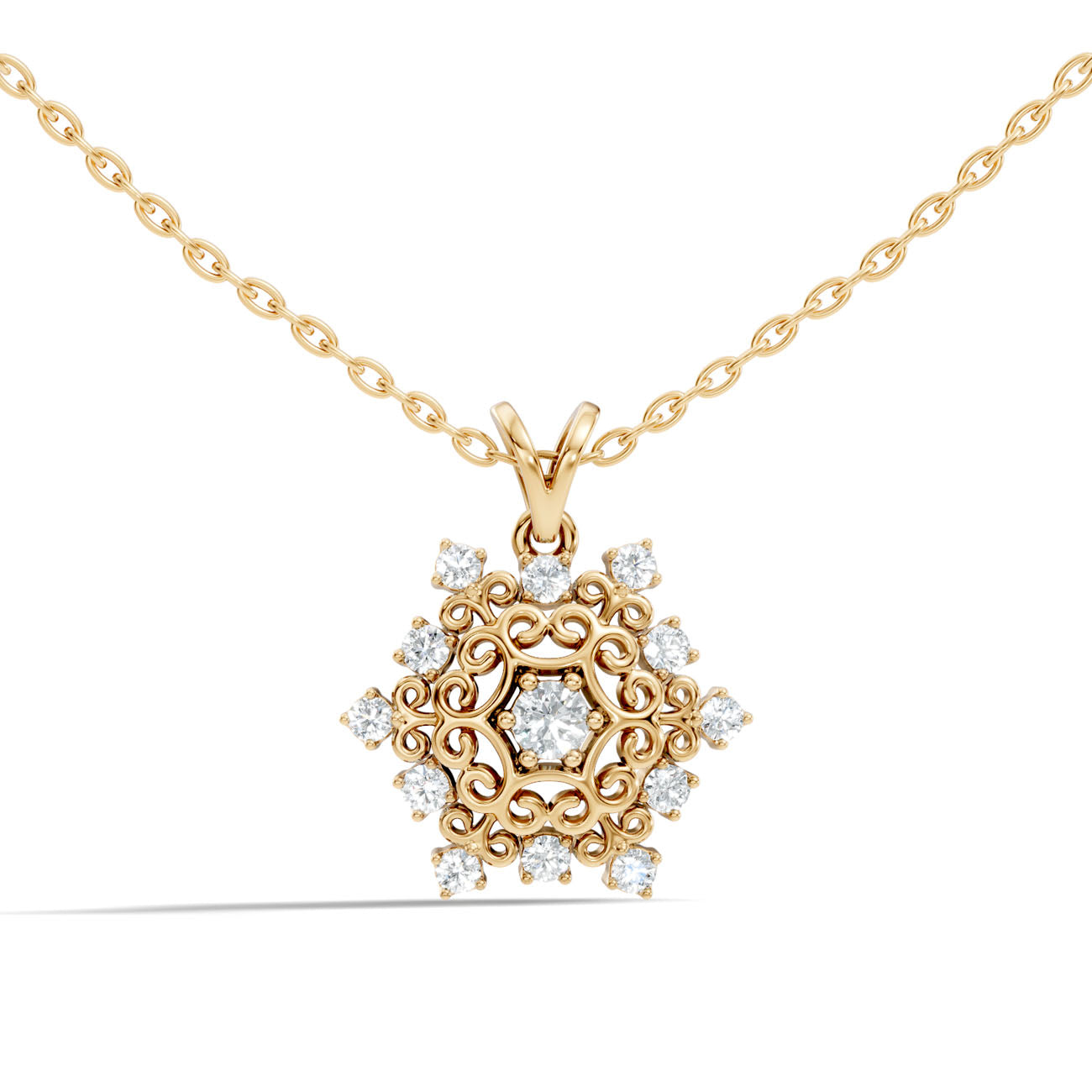 .32 Ct. Vintage-Inspired Round Diamond Filigree Halo Pendant Necklace (GJSPD-57) 8