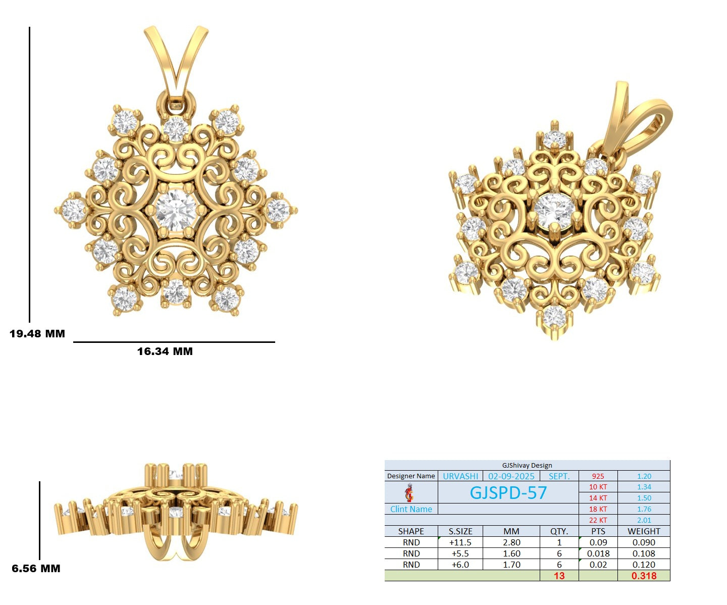 .32 Ct. Vintage-Inspired Round Diamond Filigree Halo Pendant Necklace (GJSPD-57) 10